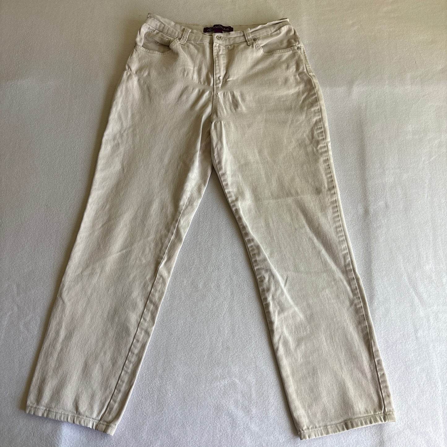 Gloria Vanderbilt Amanda Womens 10 High Rise Straight Cream Denim Jeans Vintage