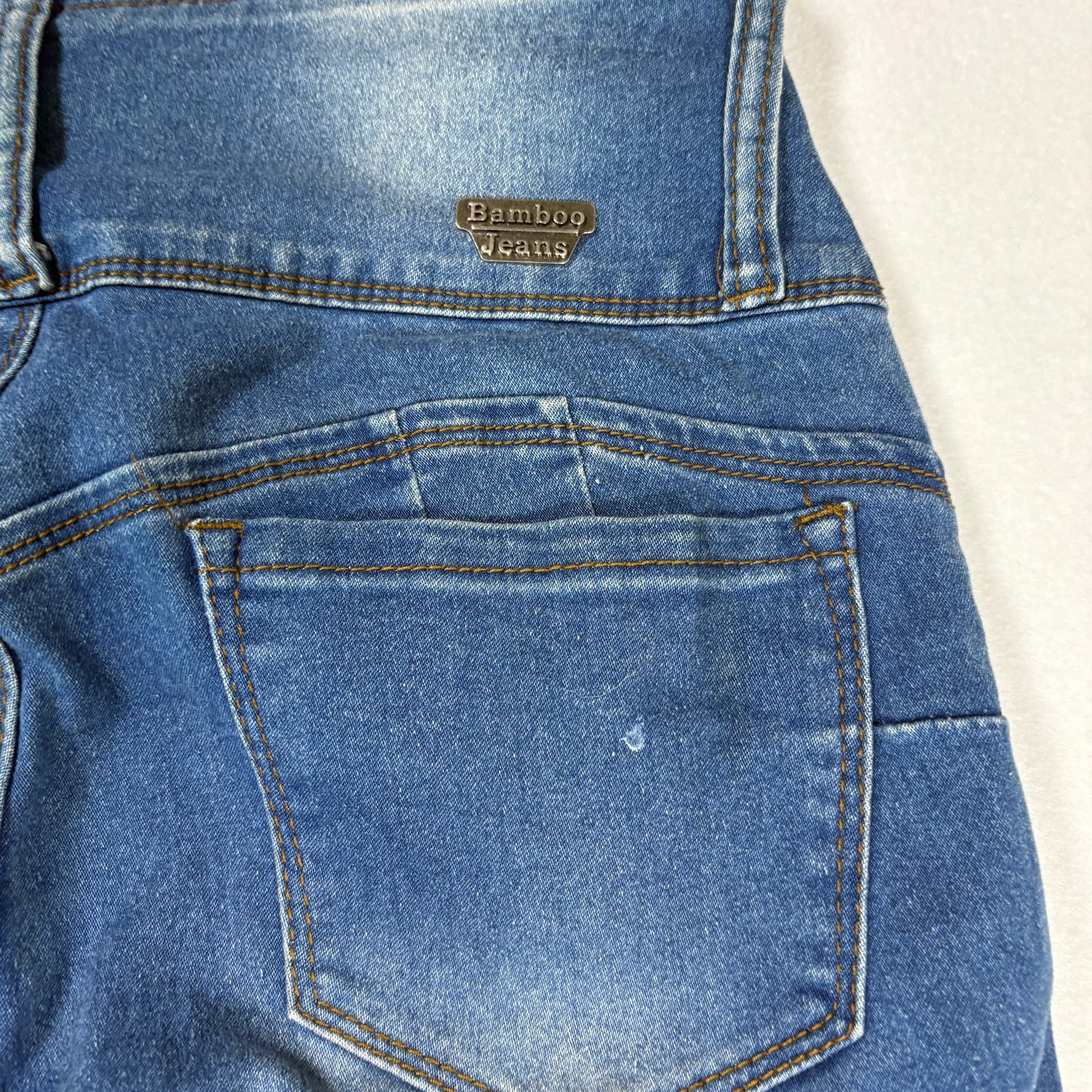 Bamboo Womens Blue High Rise Skinny Jeans Size 5 Stretch Button Fly Y2K Denim