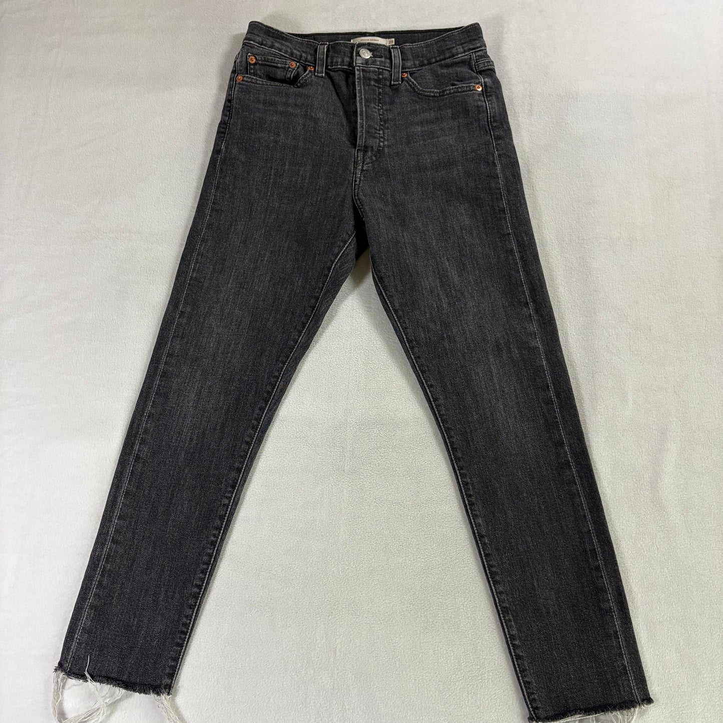 Levis Wedgie Skinny Jeans W29 Fits Like 28X26 Black Gray Raw Hem Denim