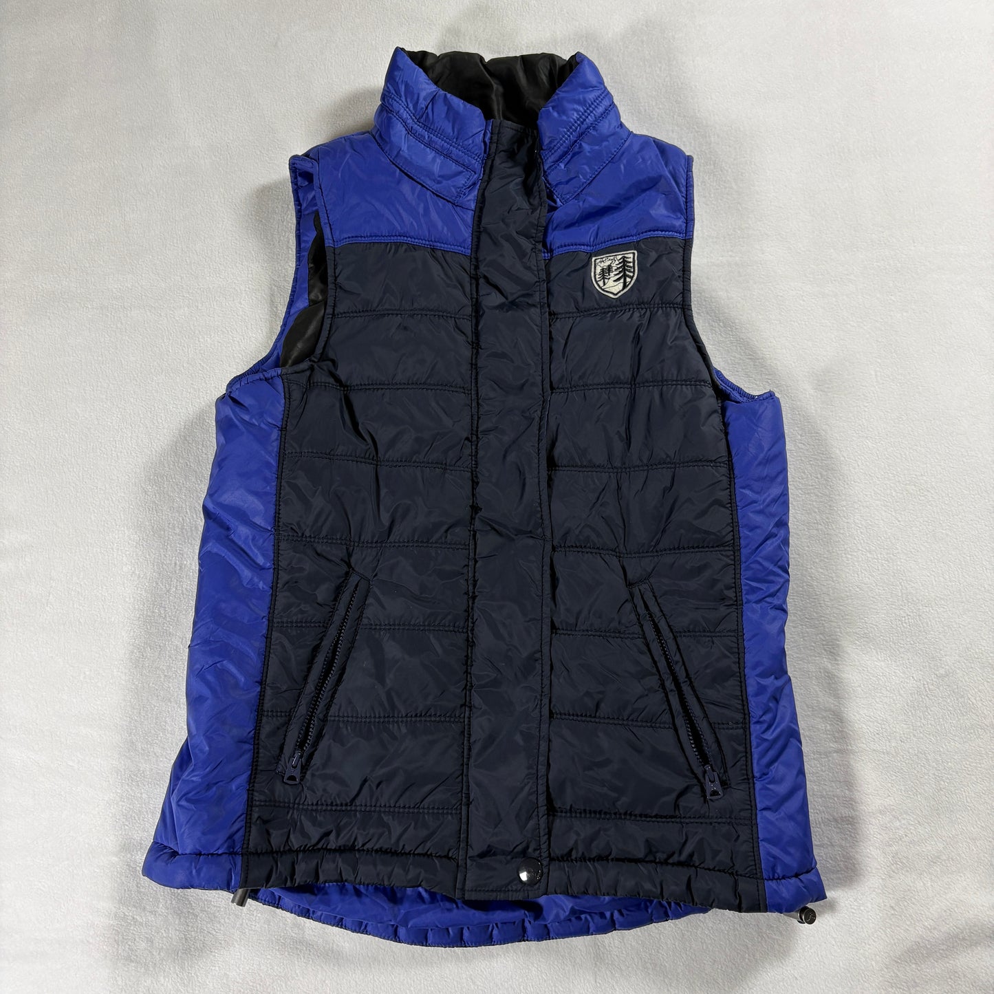 American Eagle Outfitters Womens Small Puffer Vest Blue Black Retro Y2K Ski Fit!