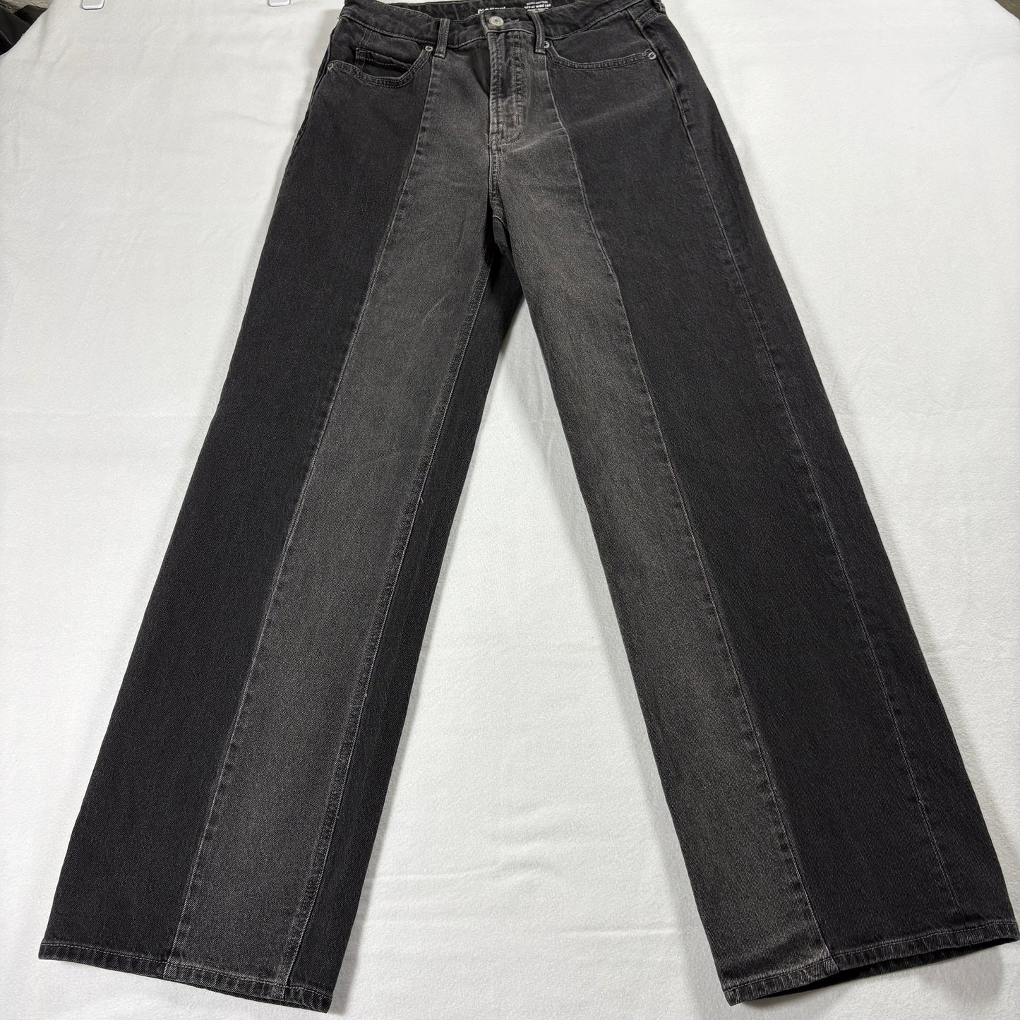 Old Navy Jeans Womens 2 Black Sky Hi Wide Leg Extra High Rise 90s Grunge Retro
