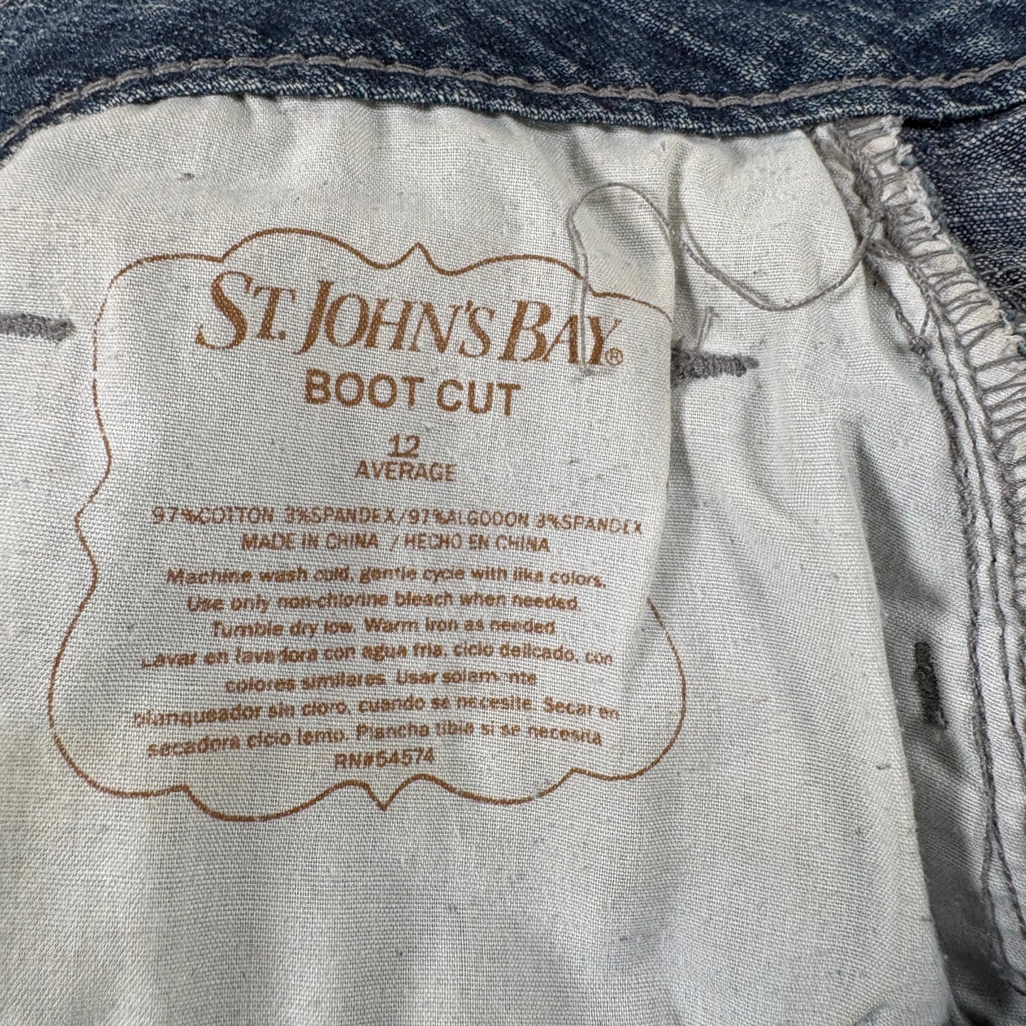 St Johns Bay Womens Jeans Size 12 Bootcut Blue Denim Stretch Y2K Vintage