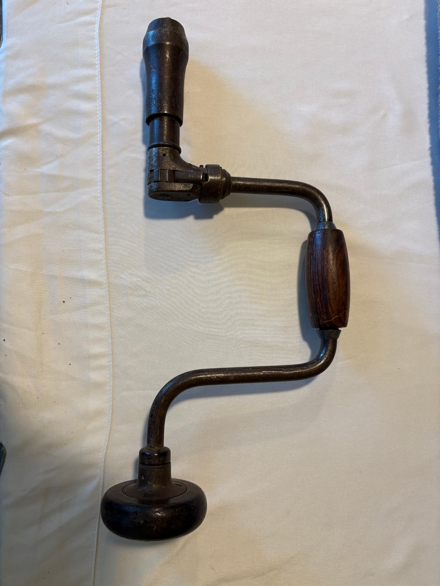 Vintage Hand Brace Drill Manual Crank Tool Wood Handle Antique 10" Chuck