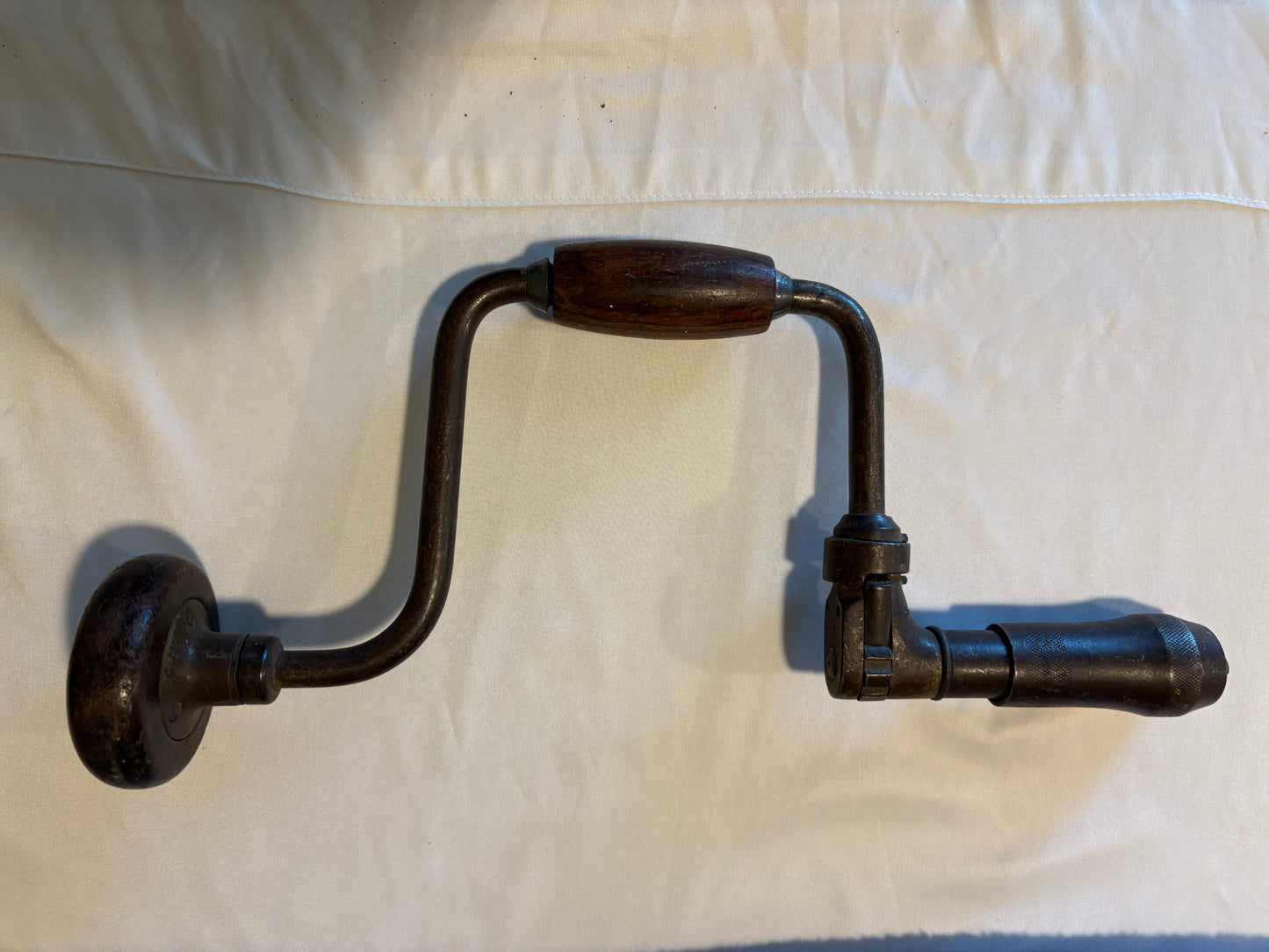 Vintage Hand Brace Drill Manual Crank Tool Wood Handle Antique 10" Chuck