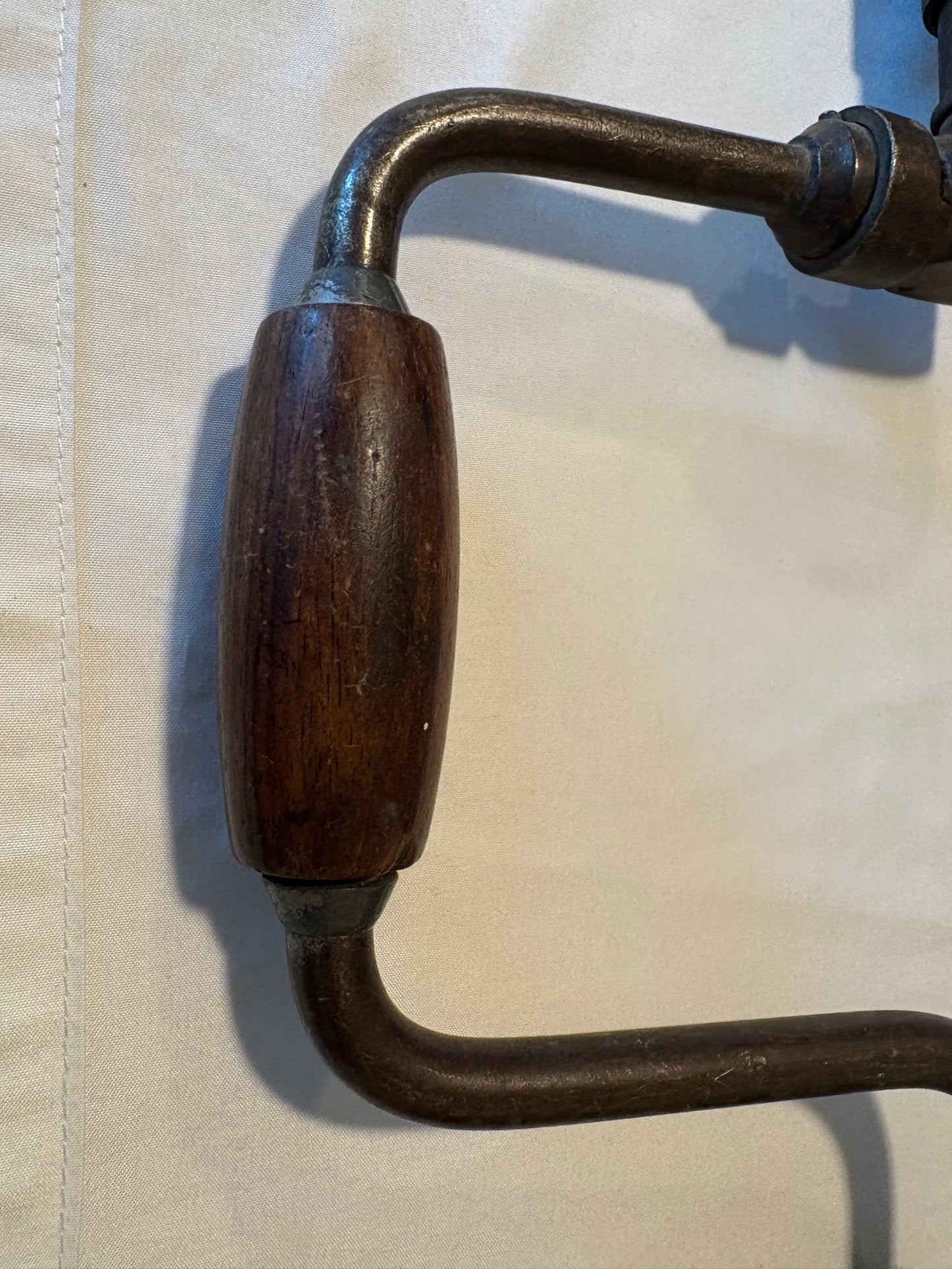 Vintage Hand Brace Drill Manual Crank Tool Wood Handle Antique 10" Chuck