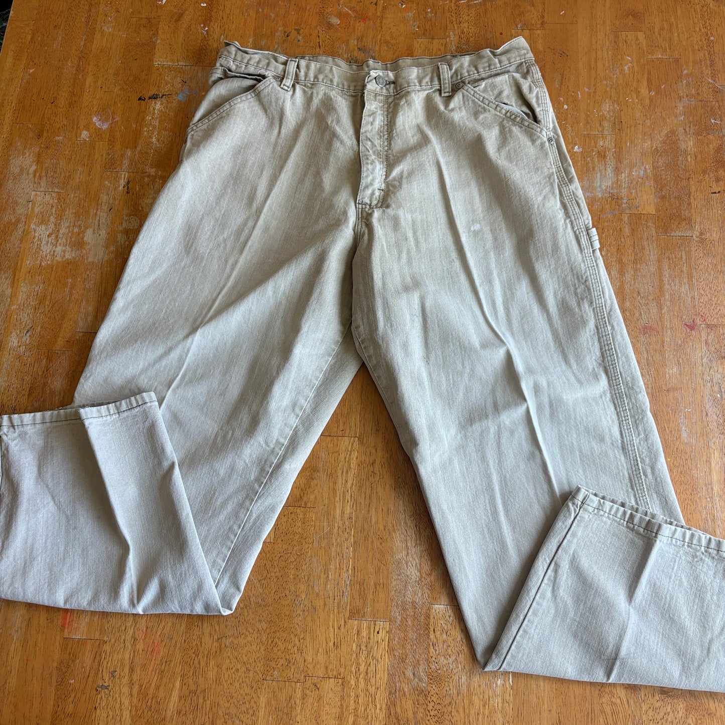 Carpenter Workwear Pants Wrangler 36x30 Fits Like 35X31 Tan Utility Straight Leg