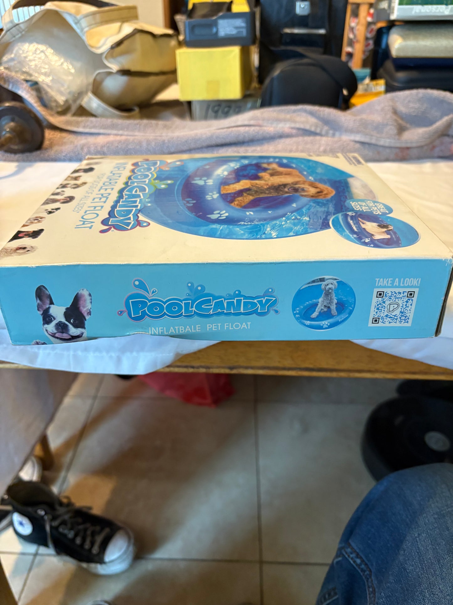 PoolCandy Inflatable Pet Float for Dogs – New in Box, 53"x35", 100lb Limit