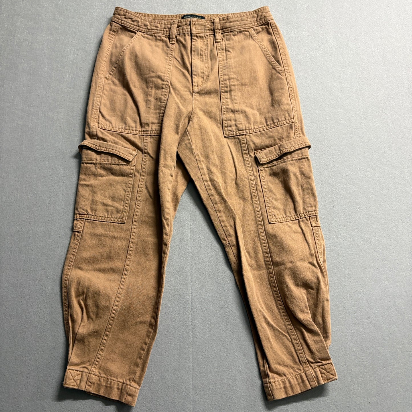 Banana Republic Cargo Utility Pants Cropped Tan Cotton Size 4 Fits Like 29X23