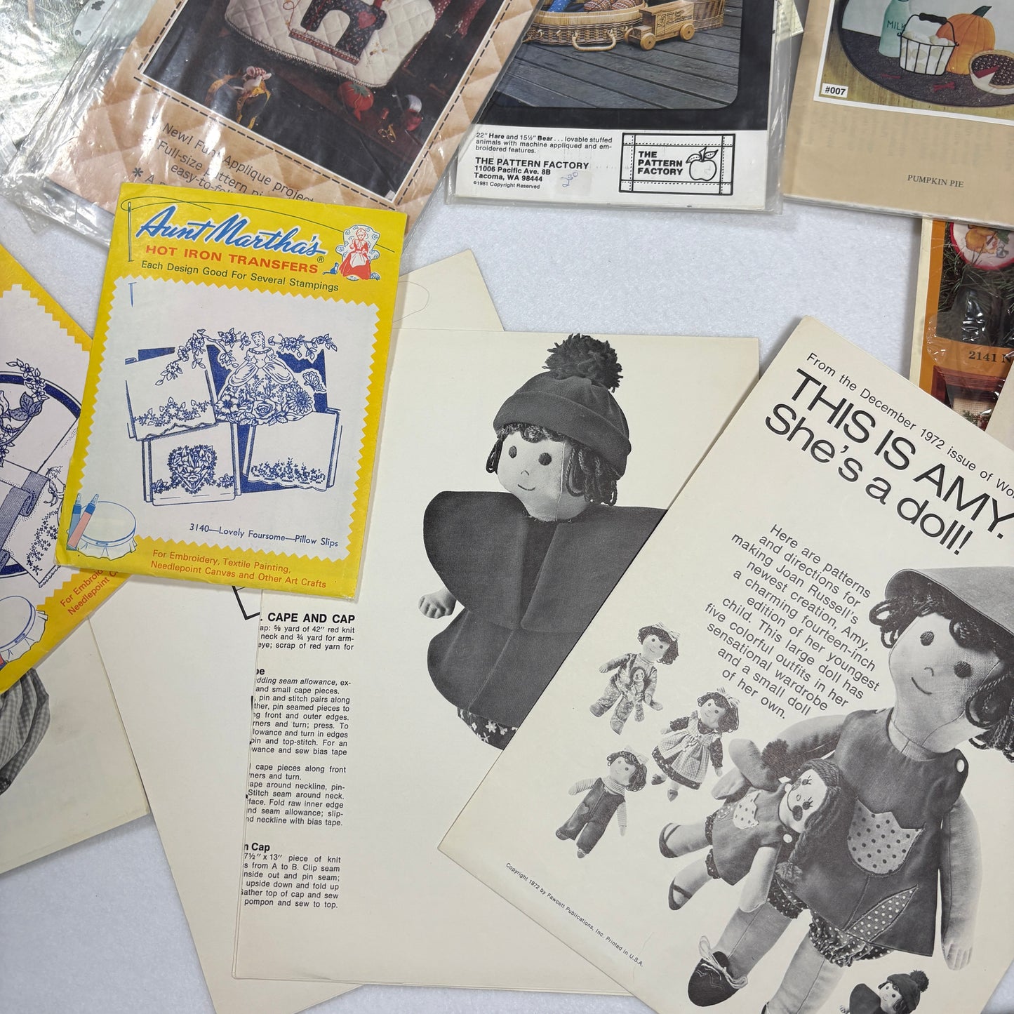 Vintage Sewing Craft Pattern Lot 25+ Embroidery Applique Quilt Cross Stitch Doll