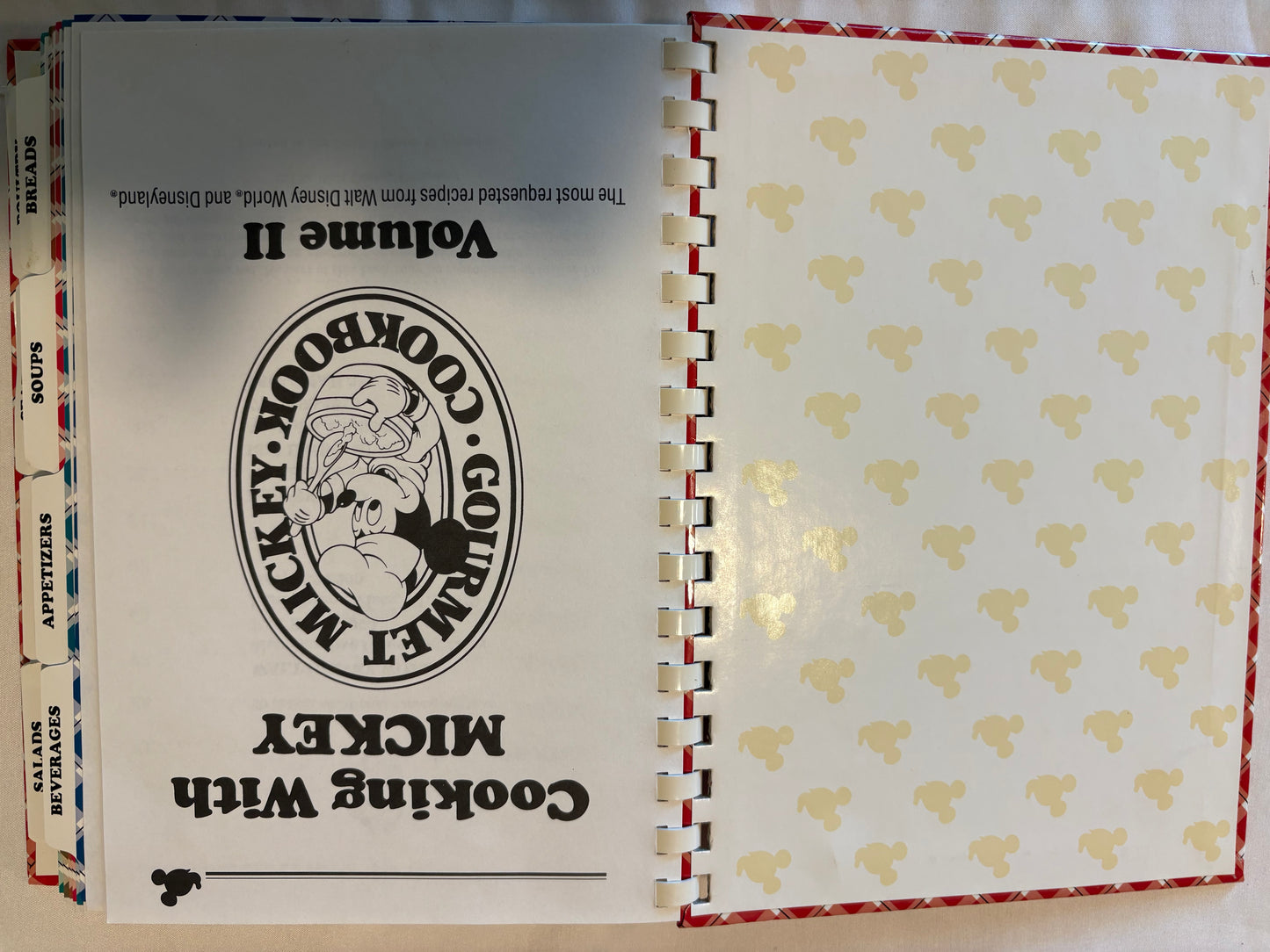 Cooking With Mickey Gourmet Cookbook Vol II Disney Recipes WDW Disneyland Spiral