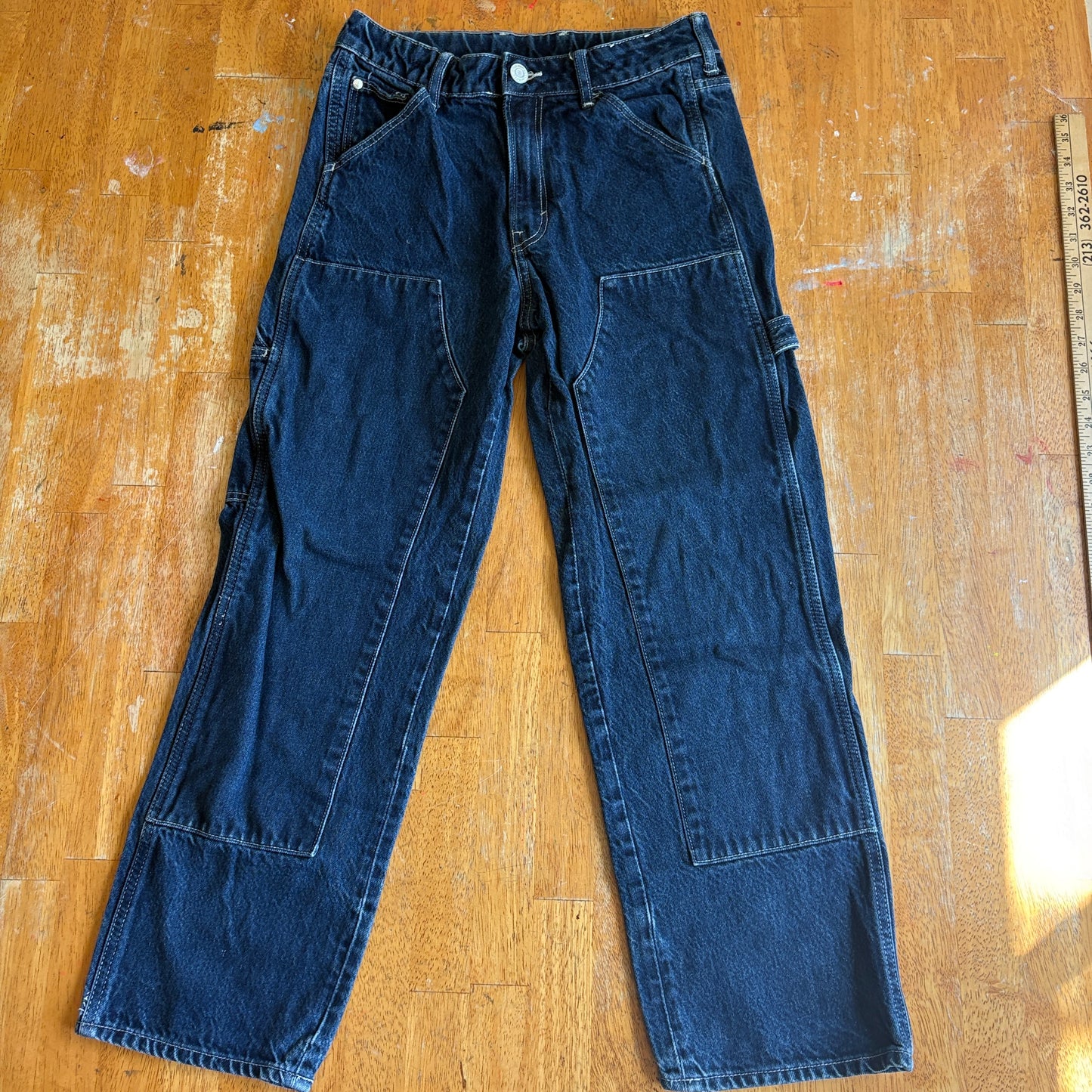 Loose Fit Carpenter Jeans Workwear Utility Wide Leg Tag 16 Fits Like 26X25 Dark
