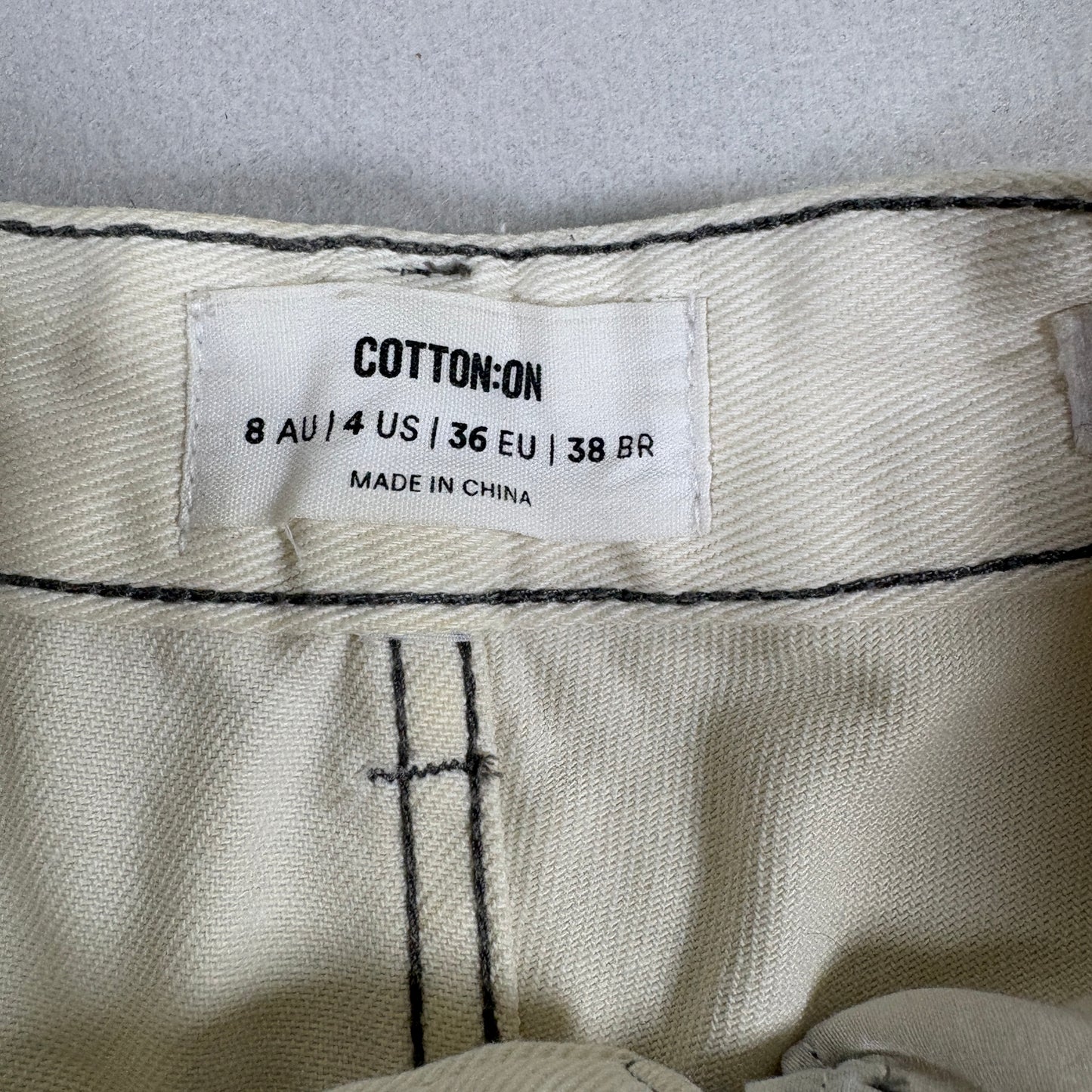 Cotton On Womens Jeans 4 White High Rise Straight Raw Hem Distressed Y2K Vintage