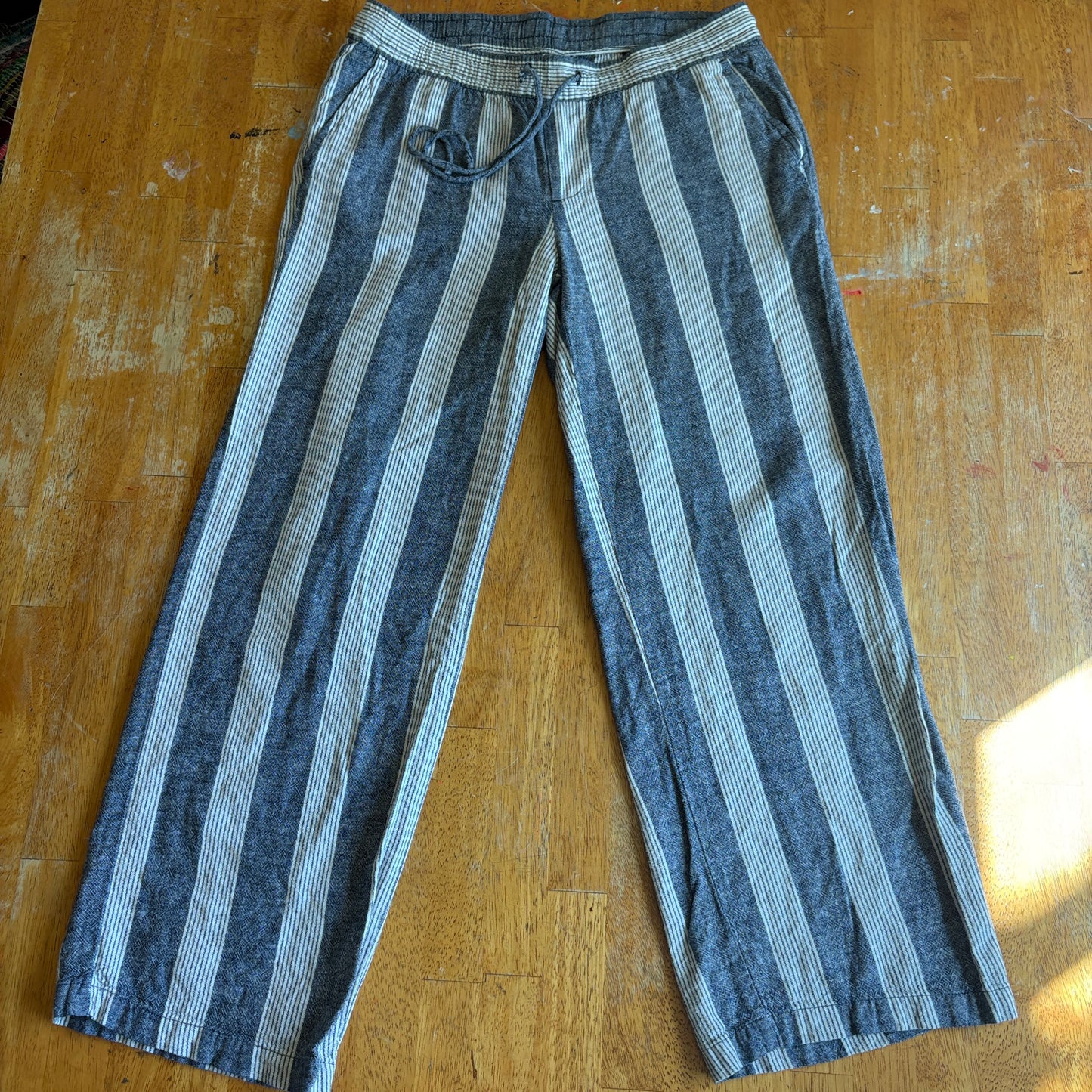 Boho Striped Lounge Pants Wide Leg Old Navy Tag M Fits Like 31X26 Linen Blend