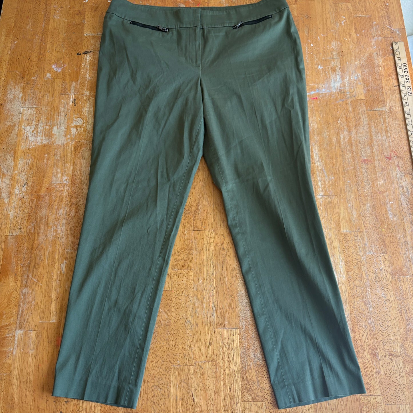 Slim Dress Pants Nine West Tag 12 Fits Like 36X28 Olive Green Stretch Career