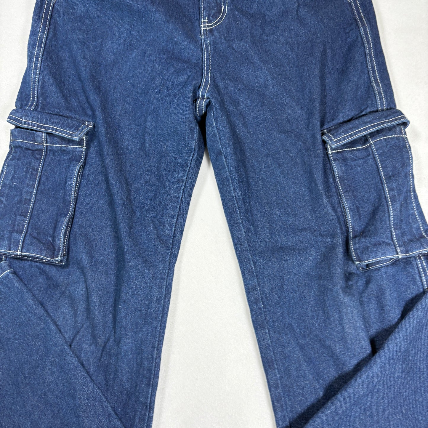 Dazy Womens Jeans XL Blue Baggy Cargo Y2K Wide Leg Carpenter Utility Denim
