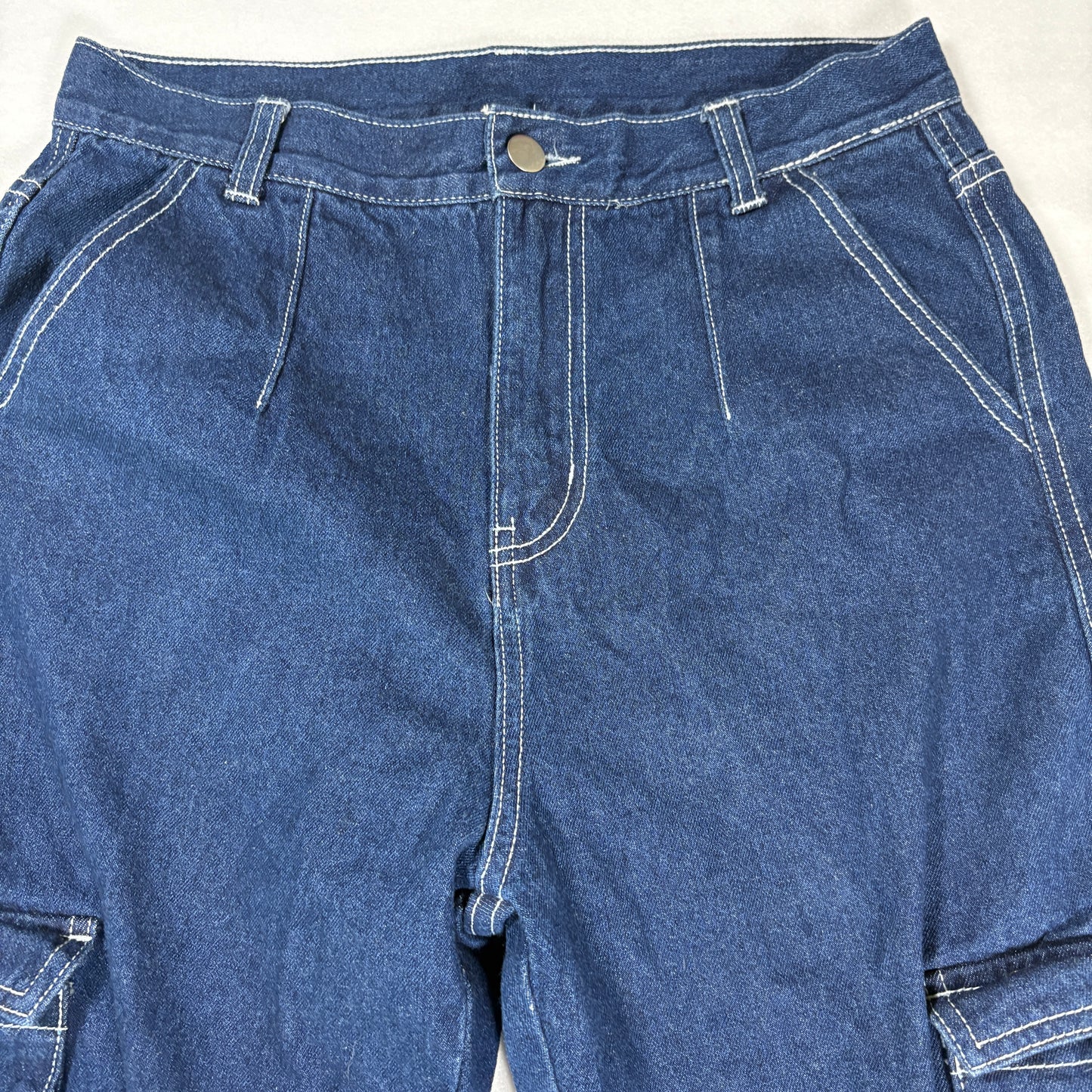 Dazy Womens Jeans XL Blue Baggy Cargo Y2K Wide Leg Carpenter Utility Denim