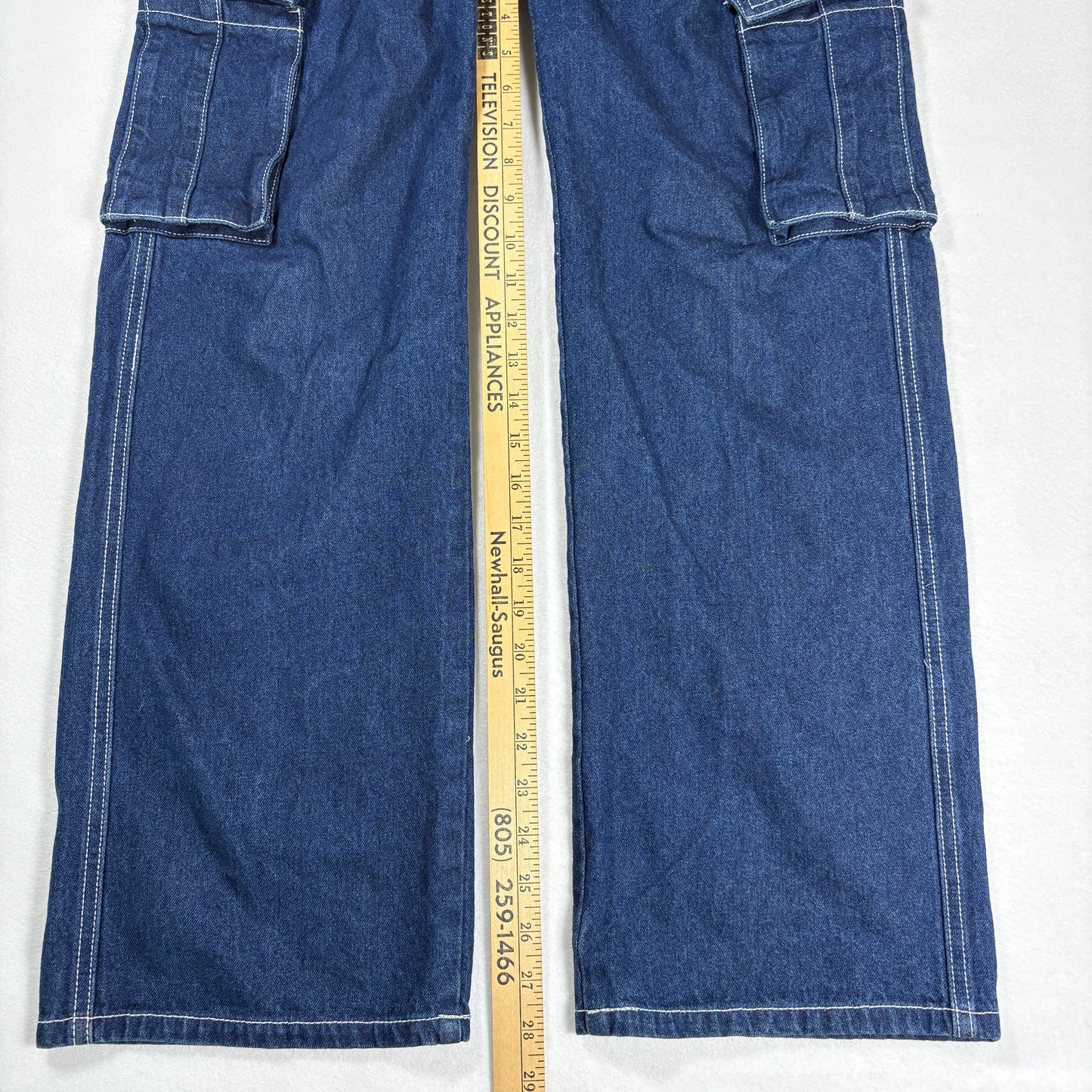 Dazy Womens Jeans XL Blue Baggy Cargo Y2K Wide Leg Carpenter Utility Denim