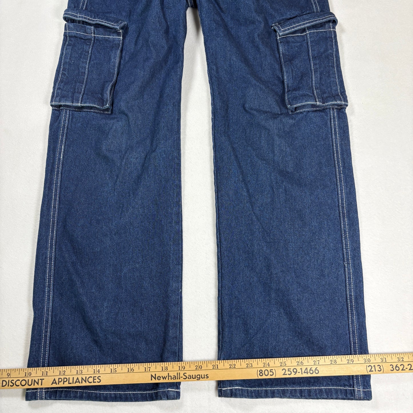 Dazy Womens Jeans XL Blue Baggy Cargo Y2K Wide Leg Carpenter Utility Denim