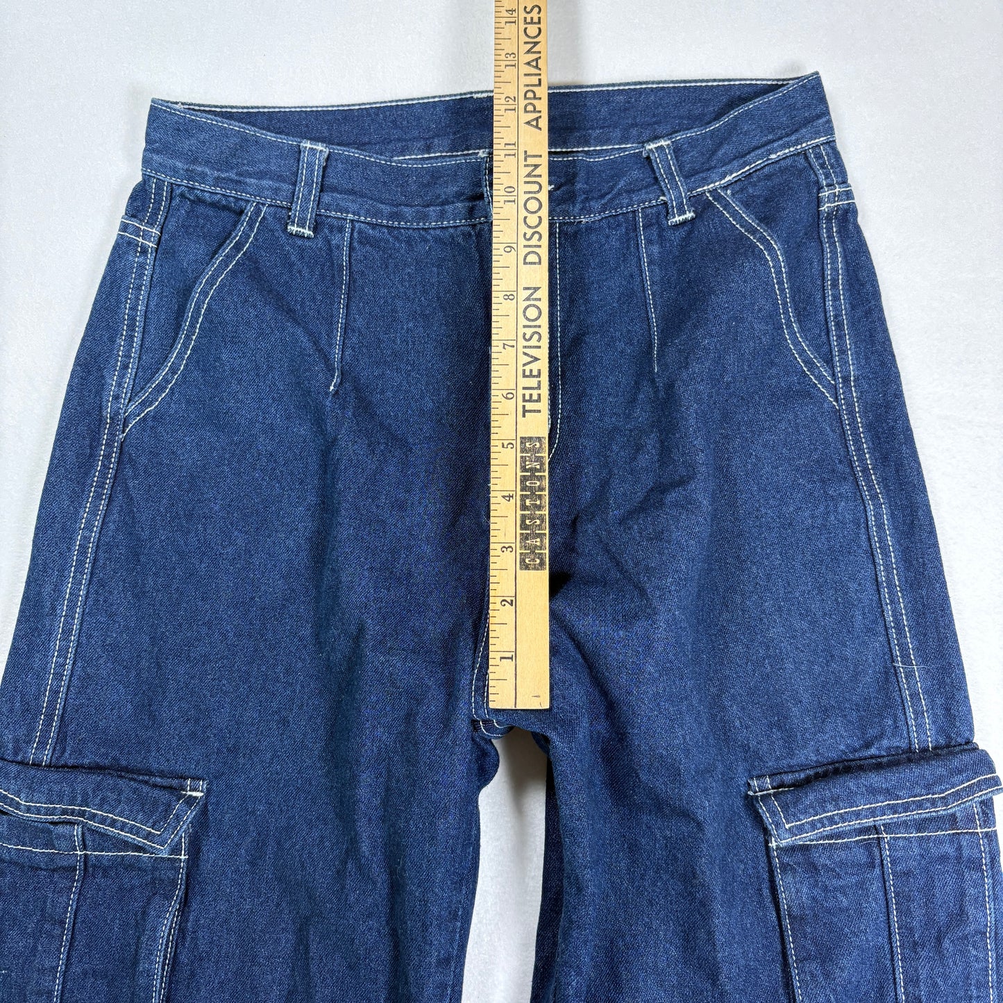 Dazy Womens Jeans XL Blue Baggy Cargo Y2K Wide Leg Carpenter Utility Denim