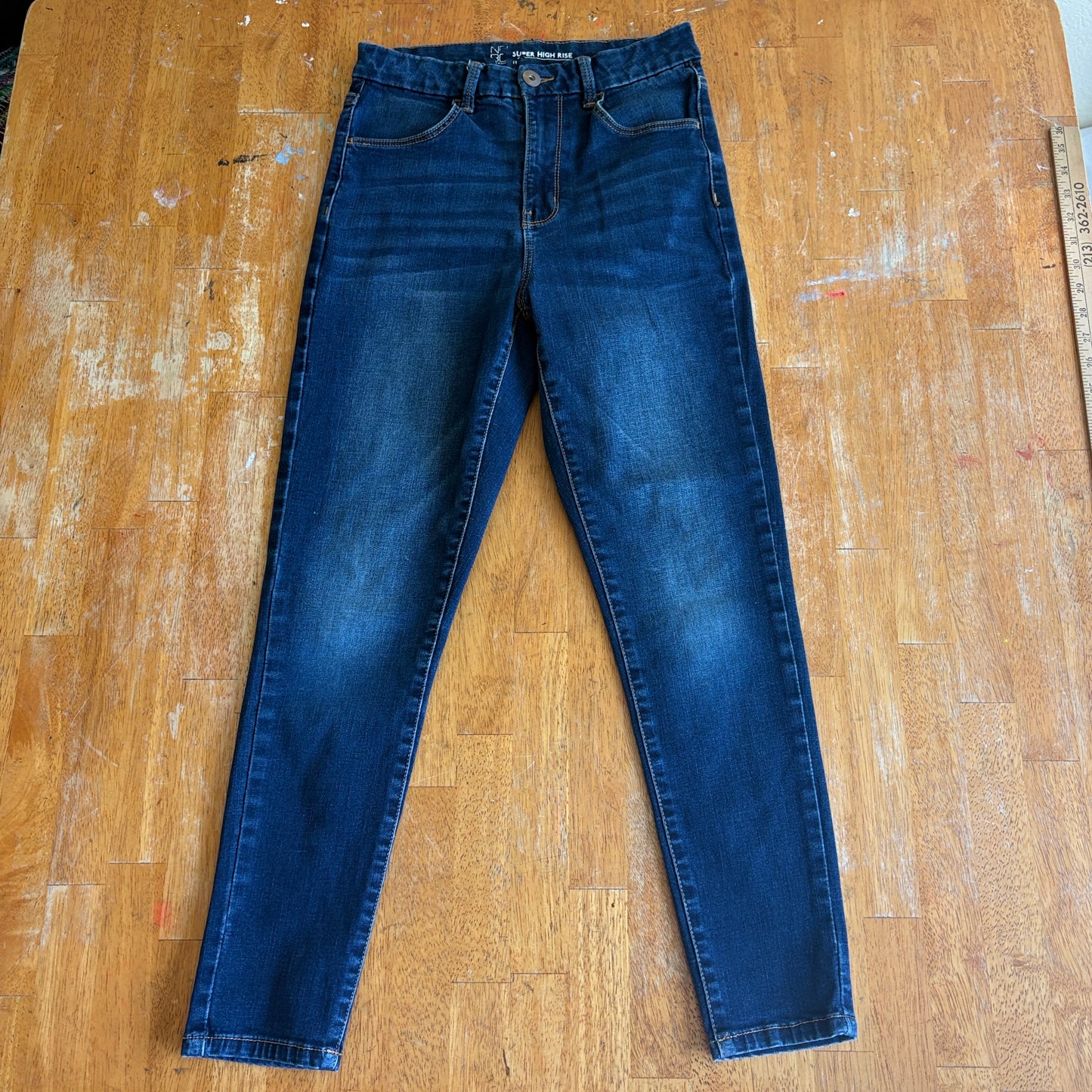 High Rise Skinny Jeans Stretch Denim Tag 11 Fits Like 27X26 Blue Dark Wash