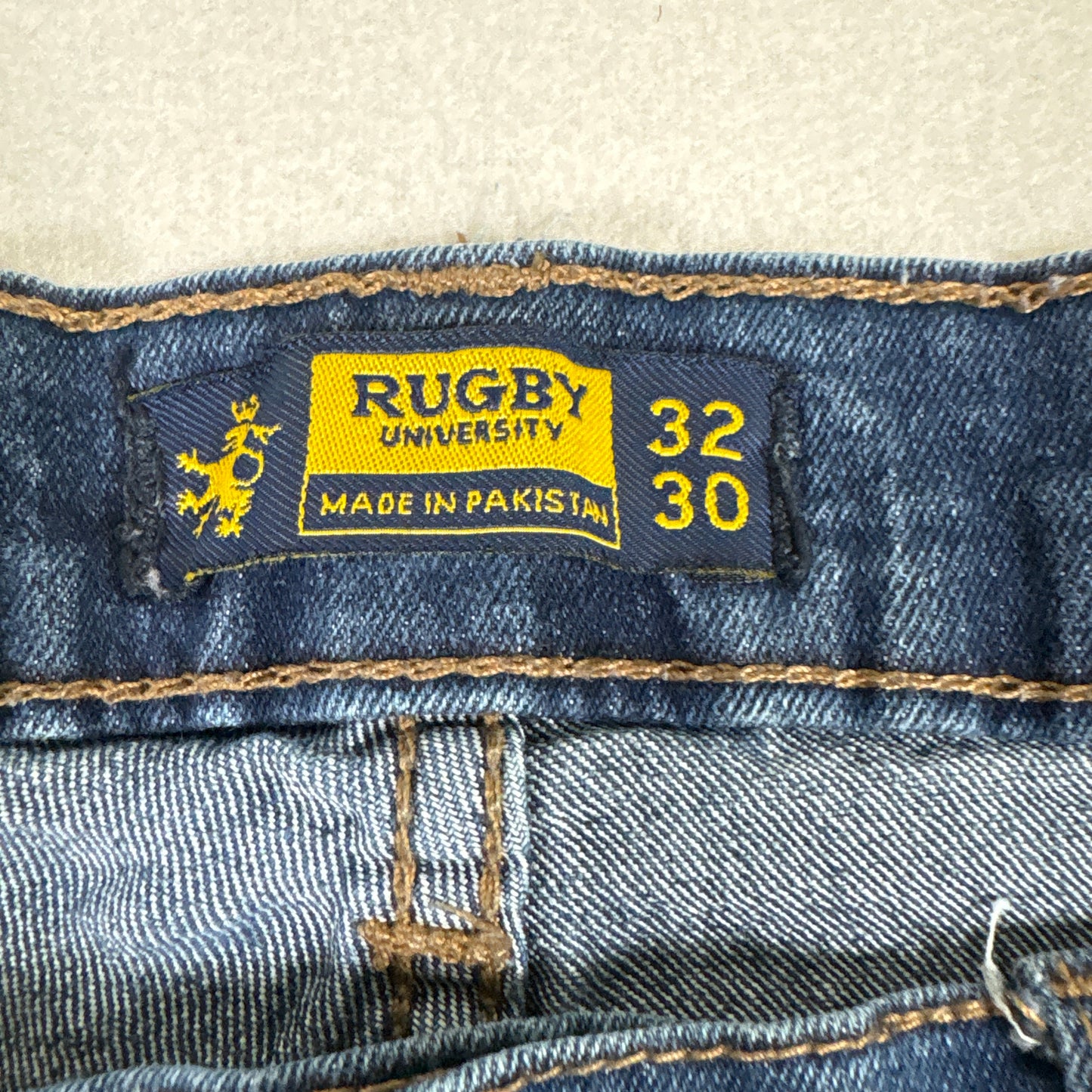 Rugby University Mens Jeans 32x30 Blue Stretch Denim Straight Y2K Vintage Grunge