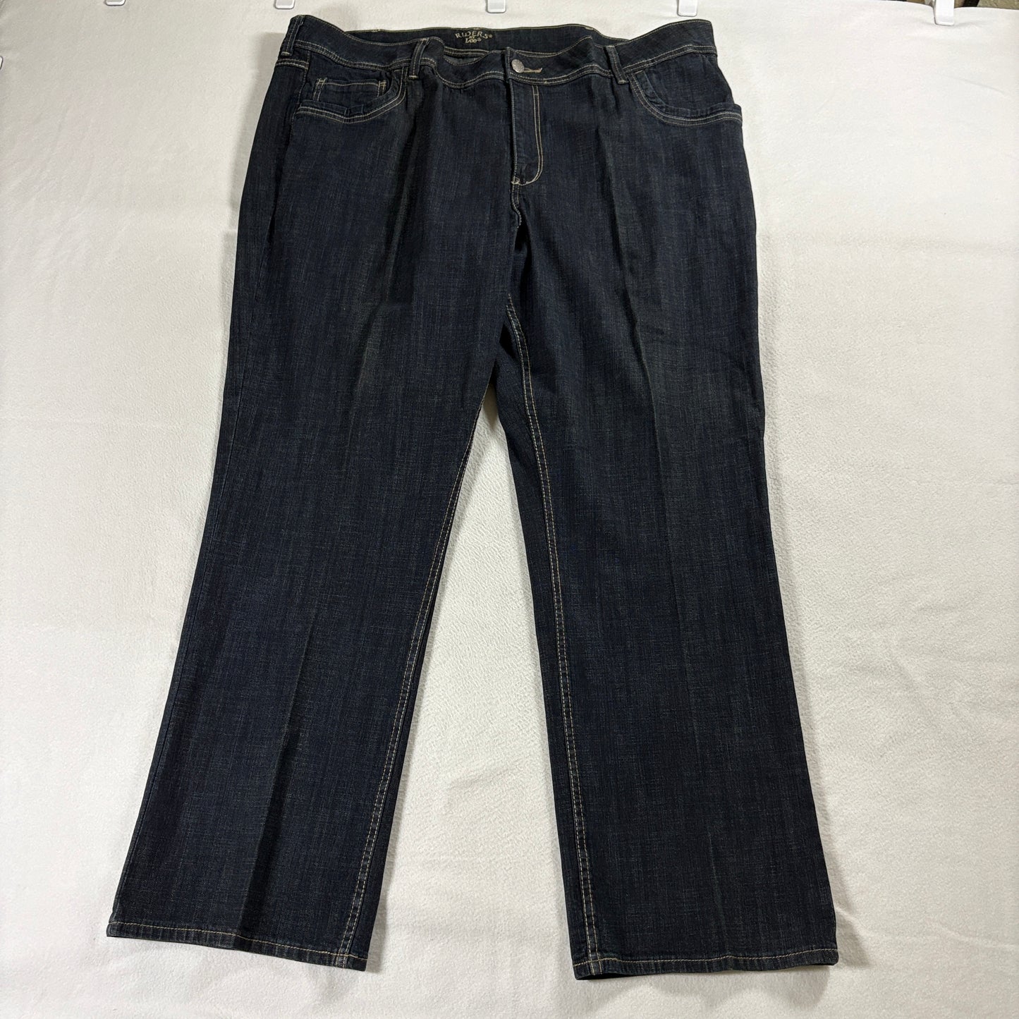 Straight Leg Stretch Denim Jeans Riders Lee Tag 26M Fits Like 45X32 Dark Wash