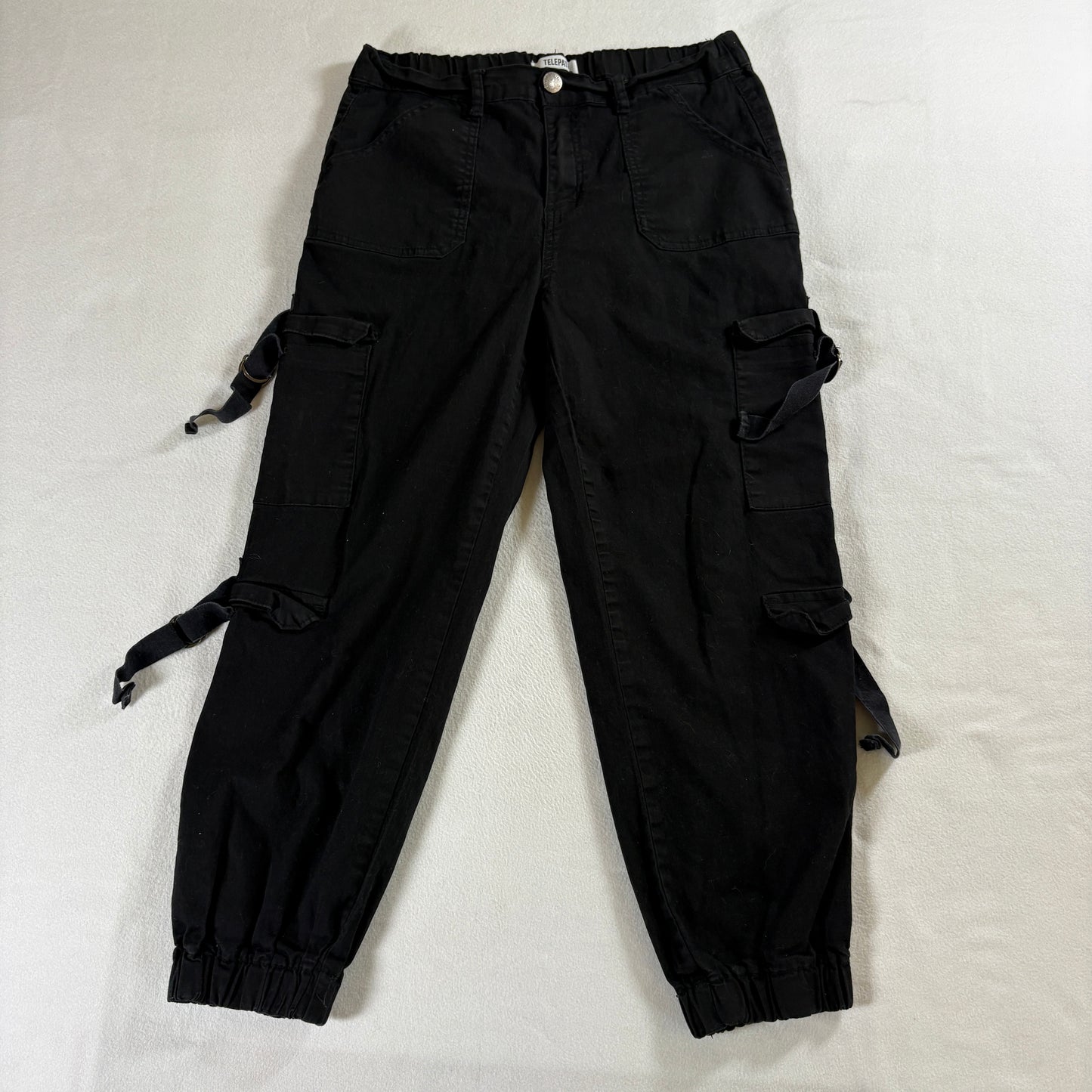 Telepatia Womens 13/31 Black Cargo Jogger Pants Y2K Streetwear Utility Retro