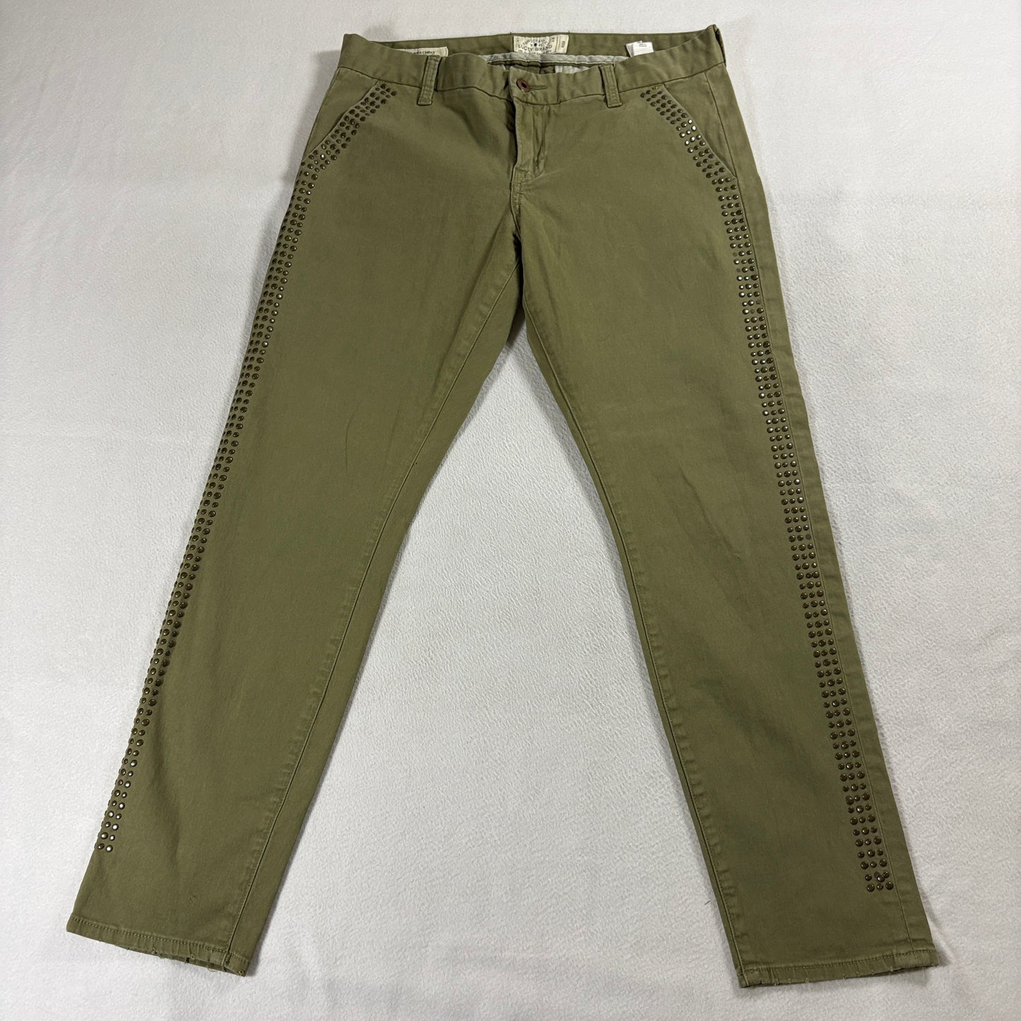 Studded Chino Pants Lucky Brand Sienna Tag 6/28 Fits Like X Olive Green