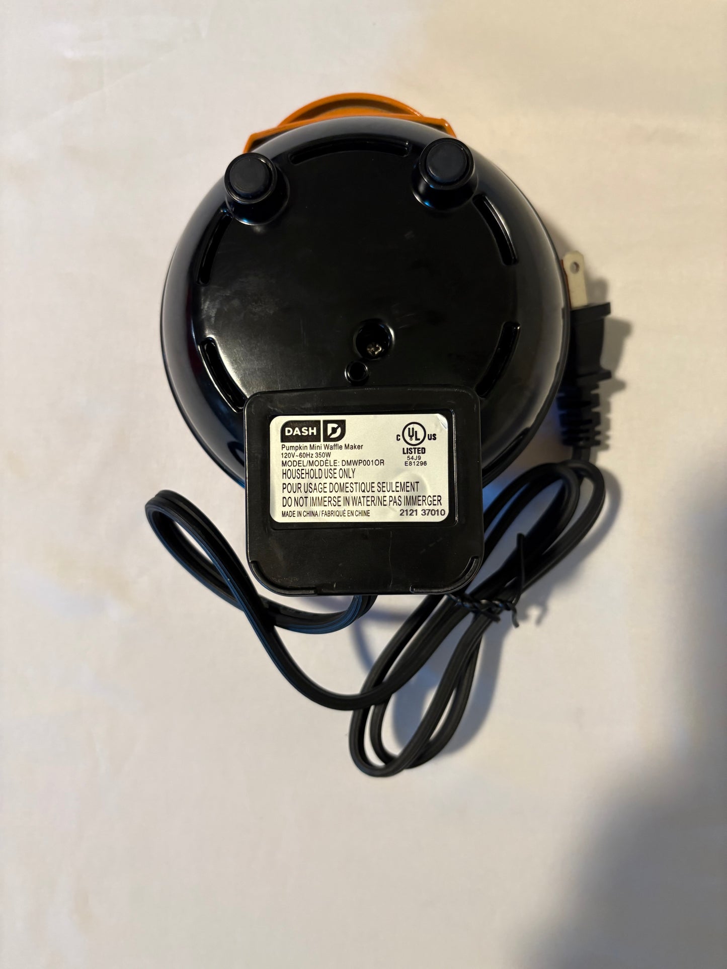 Dash Pumpkin Mini Waffle Maker Orange Model DMWP001OR 350W Fall Halloween Tested