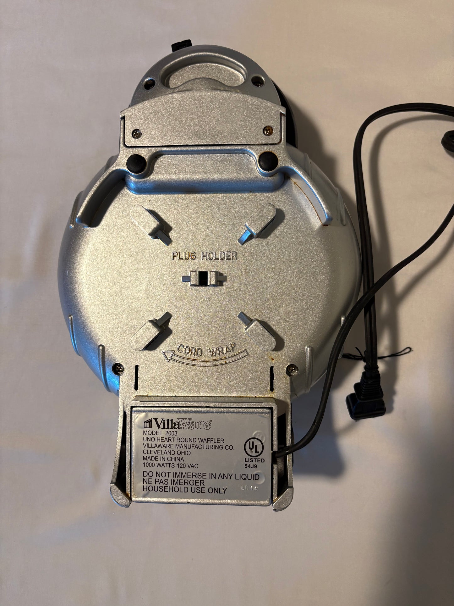 Vintage VillaWare 2003 Waffle Maker Iron Chrome Classic Belgian USA Tested Works