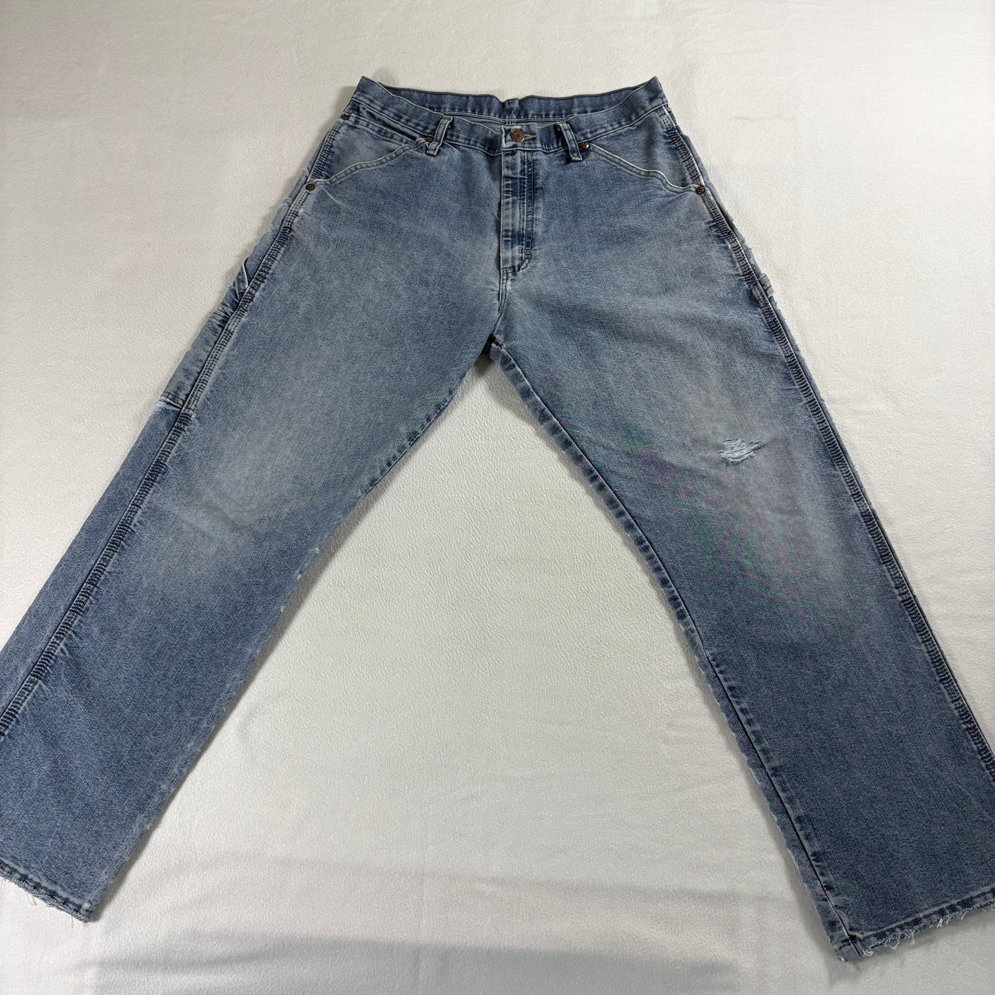Wrangler Mens 36x32 Carpenter Denim Jeans Distressed Vintage Workwear 90s Retro!