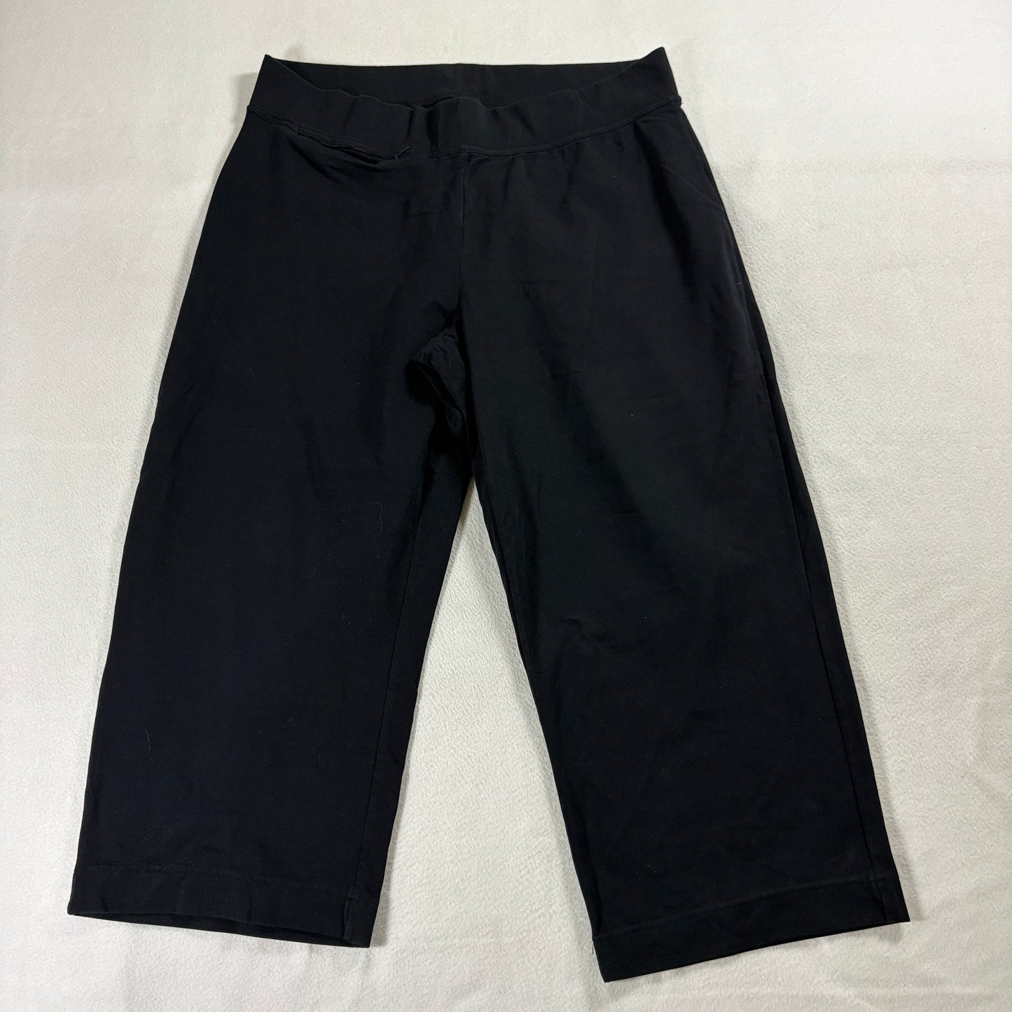 Athletic Capri Pants Black Pull On Stretch Lands End Tag XL Fits Like 35X24