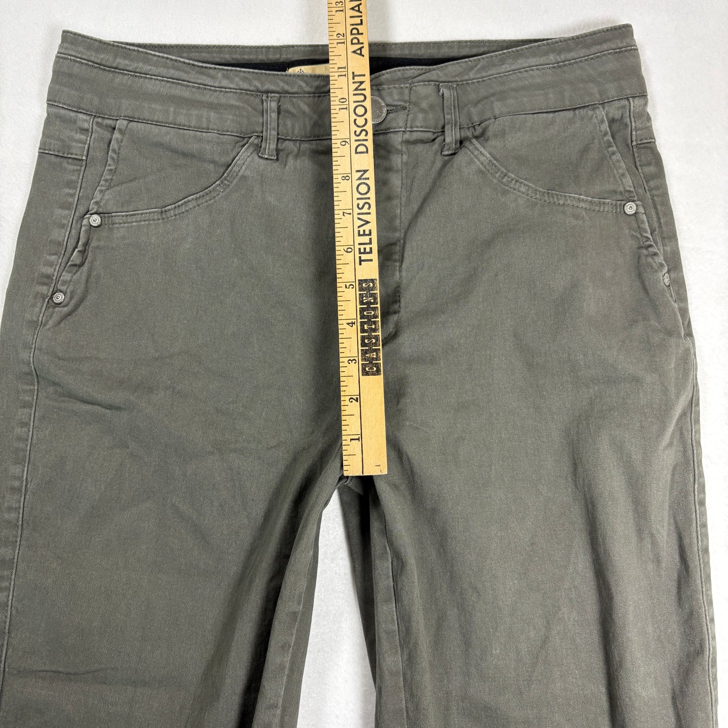 Democracy Womens Pants 12 Green Slim Straight Ab Tech Stretch Curvy Fit Y2K