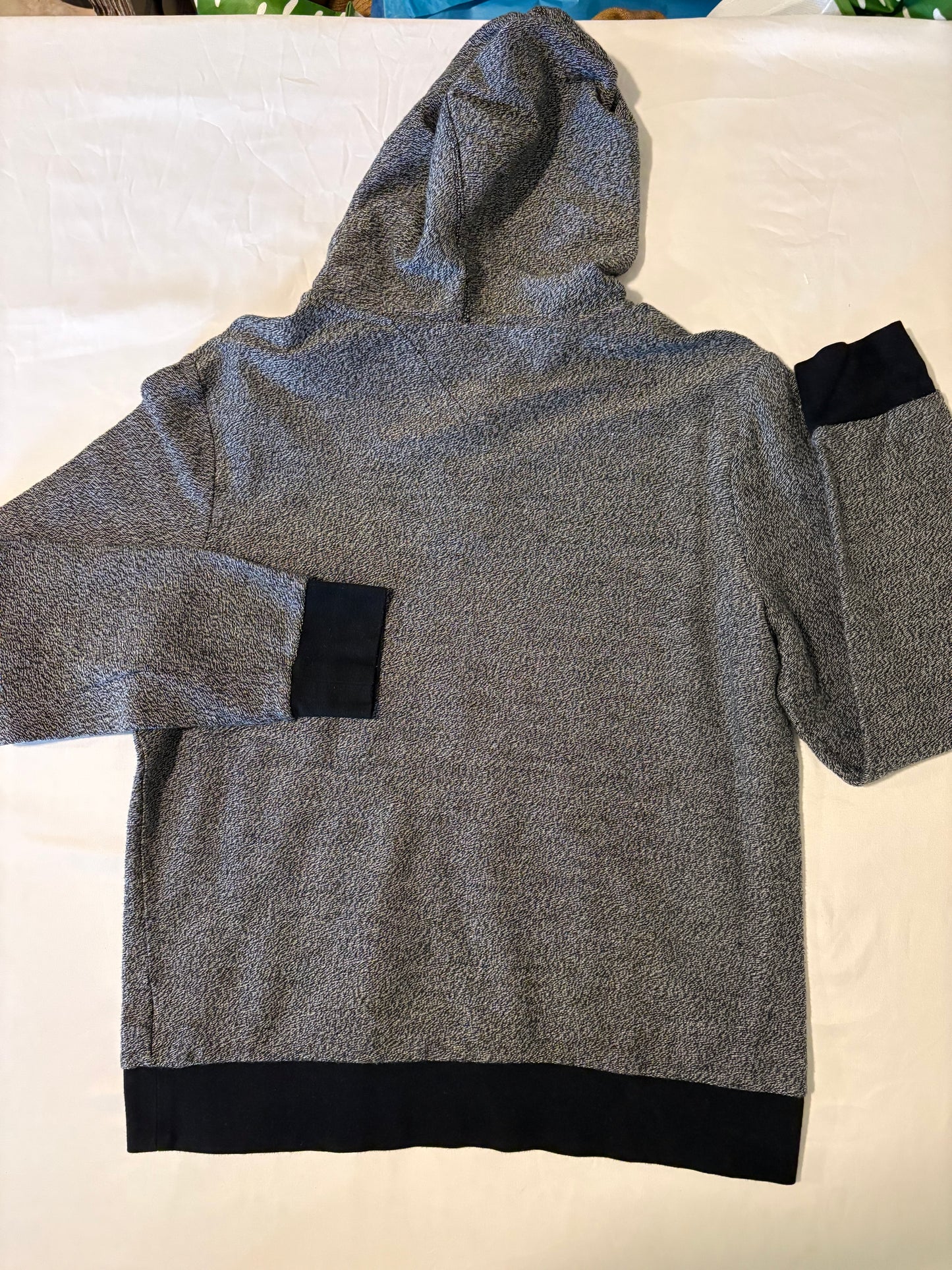 Tommy Hilfiger Hoodie Men’s M – Gray Black Pullover Sweatshirt – 1/4 Zip Logo