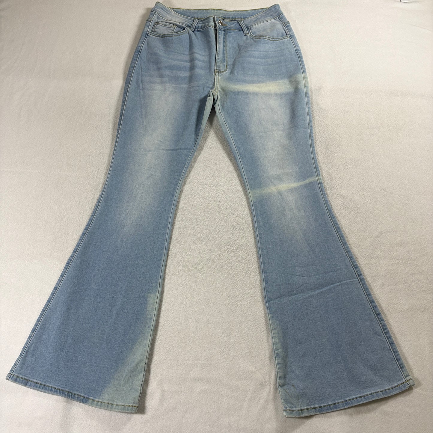 Flare Bell Bottom Jeans Womens Light Wash Stretch Y2K Vipones 12 Fits Like 30X32