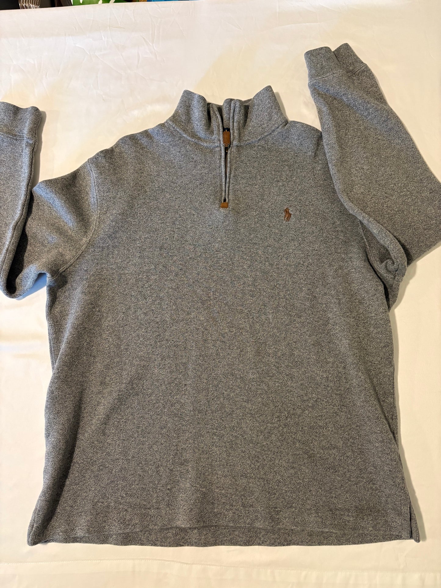 Polo Ralph Lauren Men’s Gray 1/4 Zip Pullover Sweatshirt Size L Cotton Blend