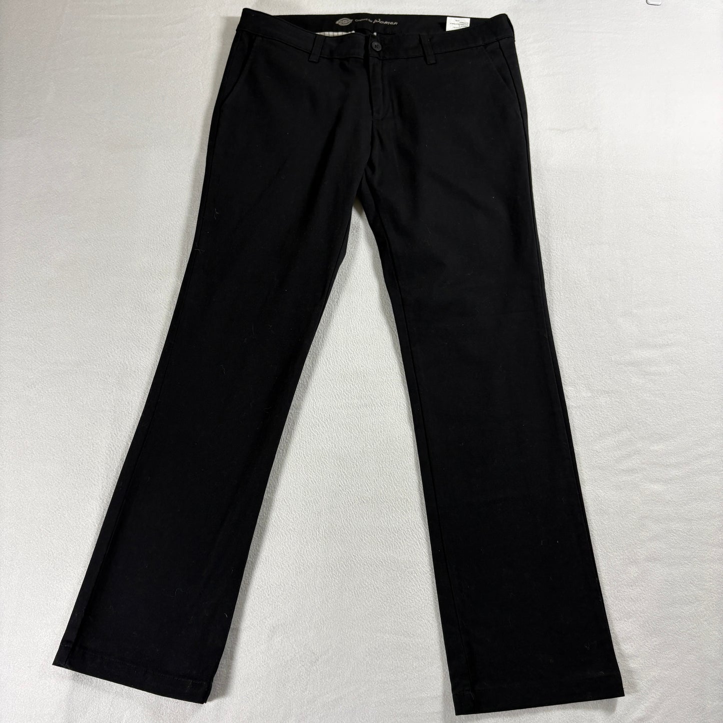 Dickies Womens 12RG Black Straight Leg Stretch Work Pants Office Casual Fit Wear