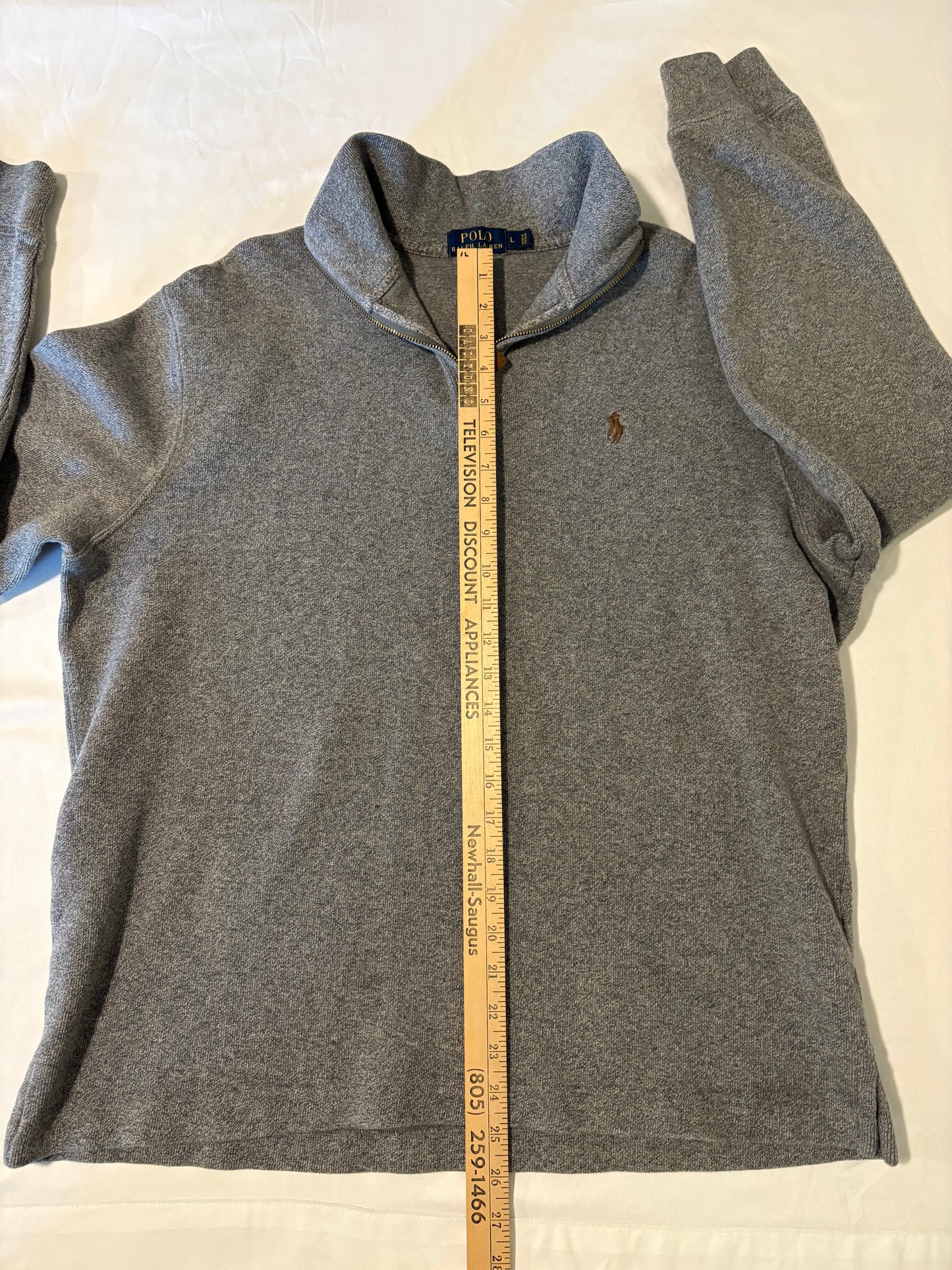 Polo Ralph Lauren Men’s Gray 1/4 Zip Pullover Sweatshirt Size L Cotton Blend