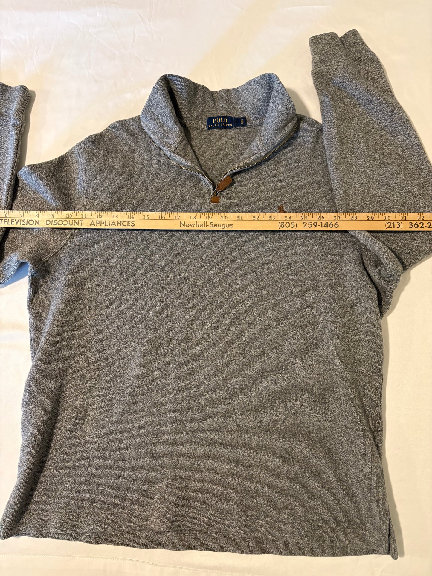Polo Ralph Lauren Men’s Gray 1/4 Zip Pullover Sweatshirt Size L Cotton Blend