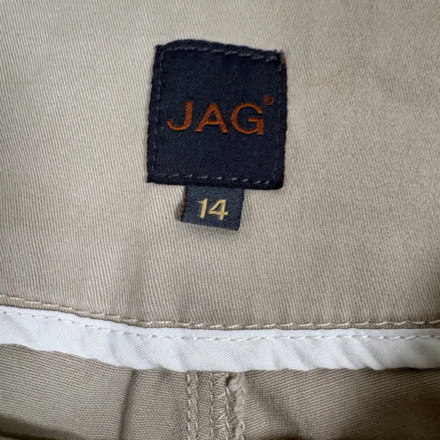 Jag Womens Size 14 Khaki Pull On Straight Leg Pants Stretch High Rise Chino NWT