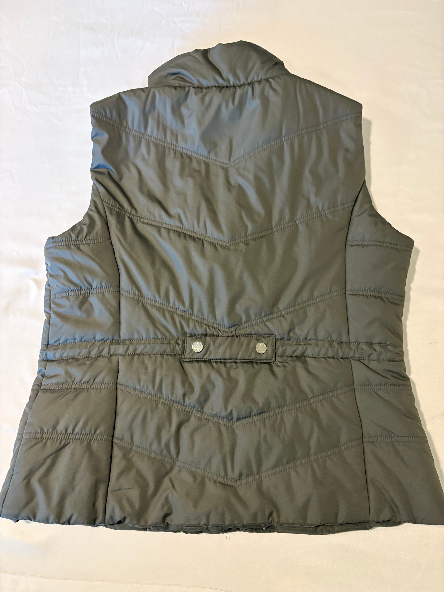 Calvin Klein Gray Puffer Vest Women’s Large Zip Front Rib Collar Lined CK