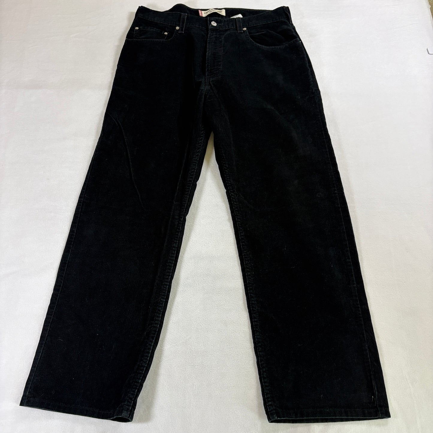 Levis 569 Loose Straight Corduroy Pants W36 L32 Black Fits Like X Skater Y2K