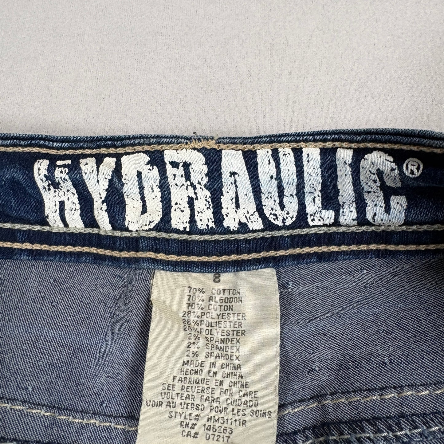 Hydraulic Womens Size 8 Blue Skinny Jeans Embellished Zip Hem Y2K Stretch Denim