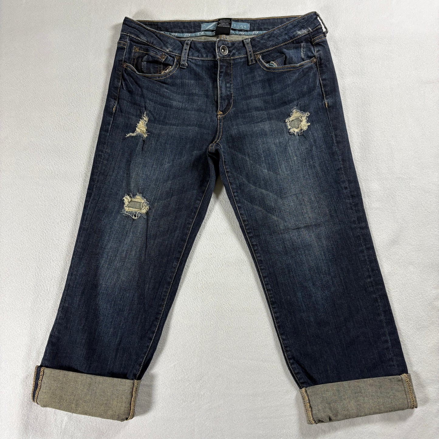 Refuge Womens Vintage Distressed Boyfriend Jeans Size 11 Cuffed Denim Y2K Street