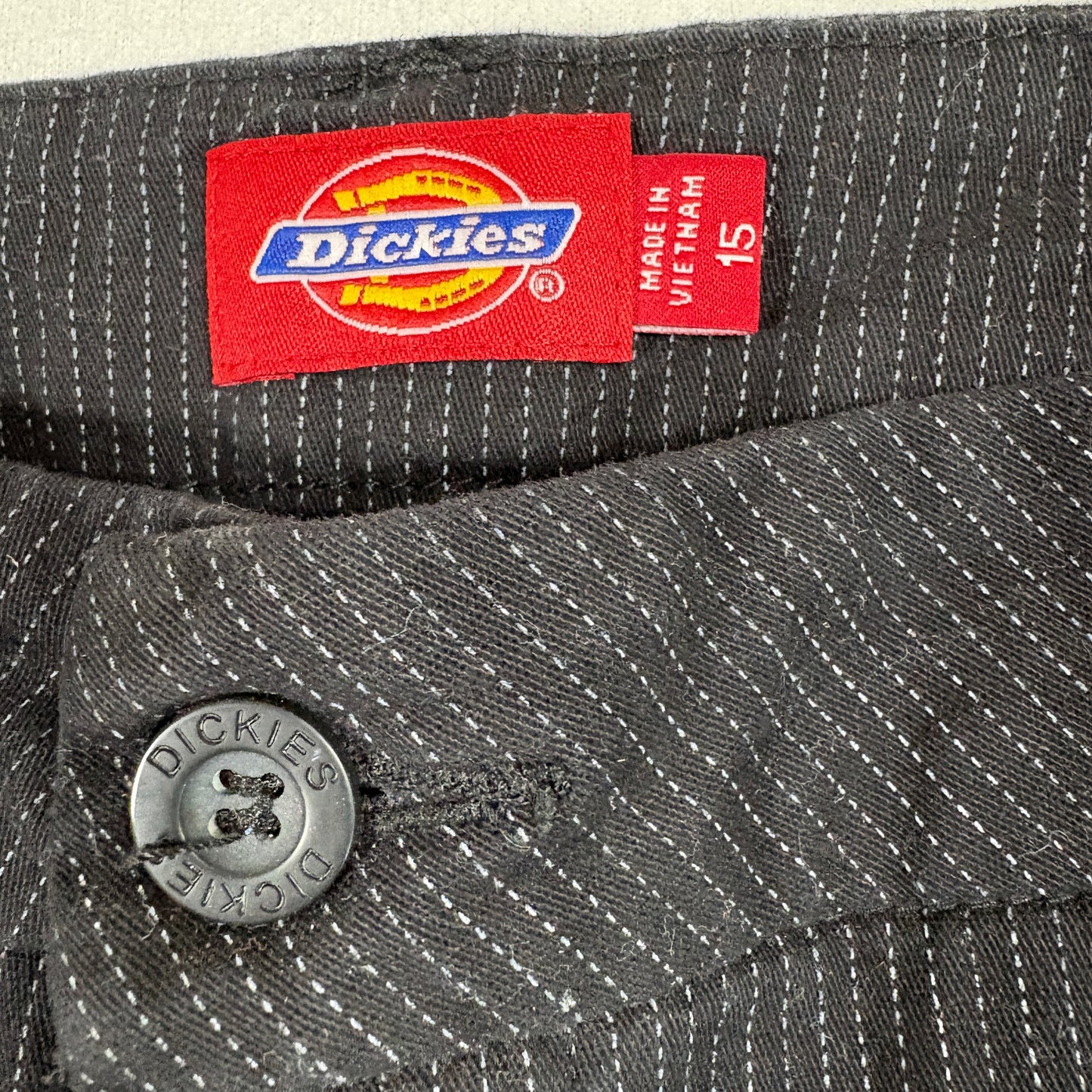 Dickies Womens Black Pinstripe Bermuda Shorts Size 15 Y2K Grunge Workwear