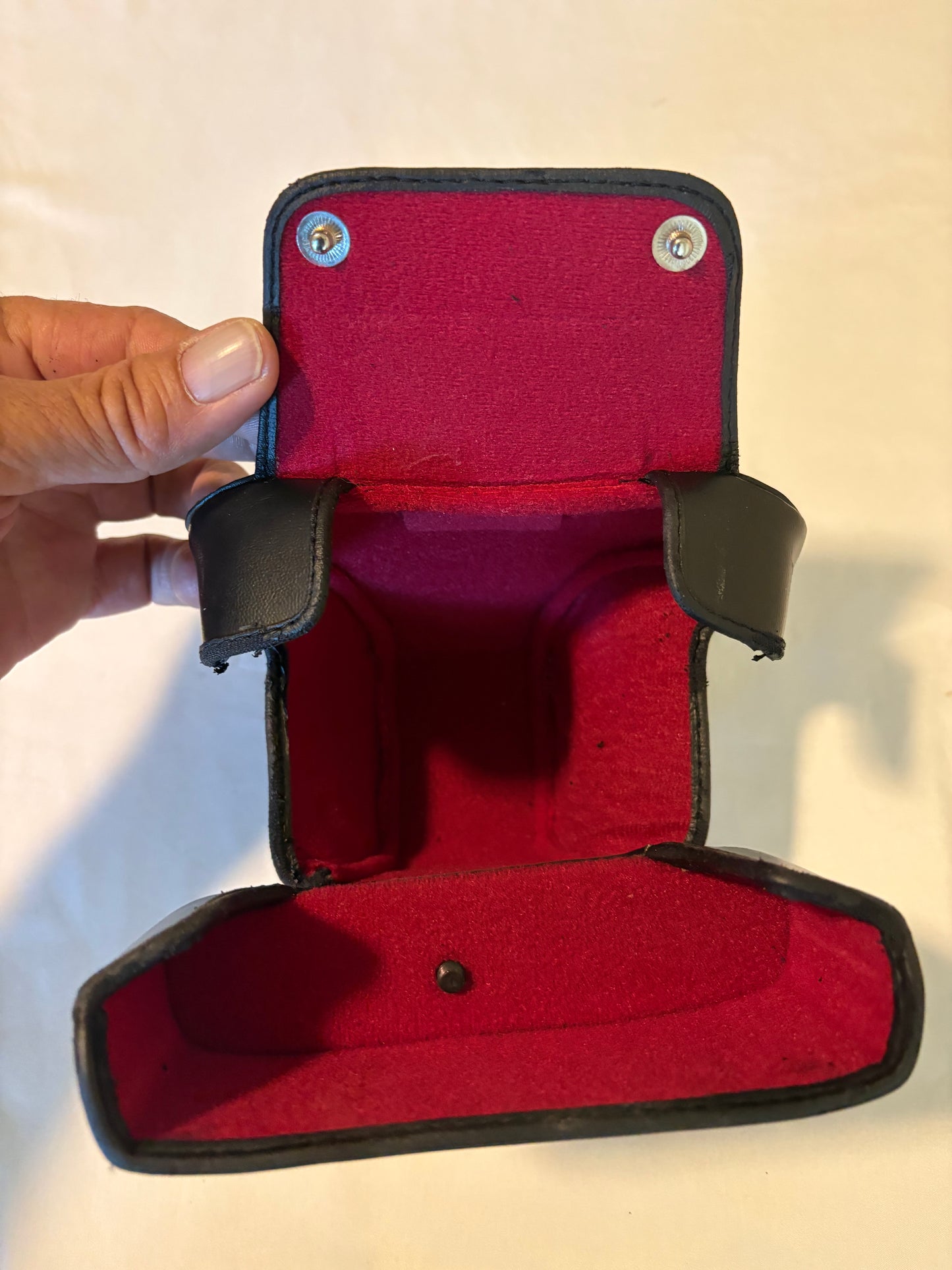 Vintage Black Leather Camera Case w/ Red Lining – 6" – Excellent Condition