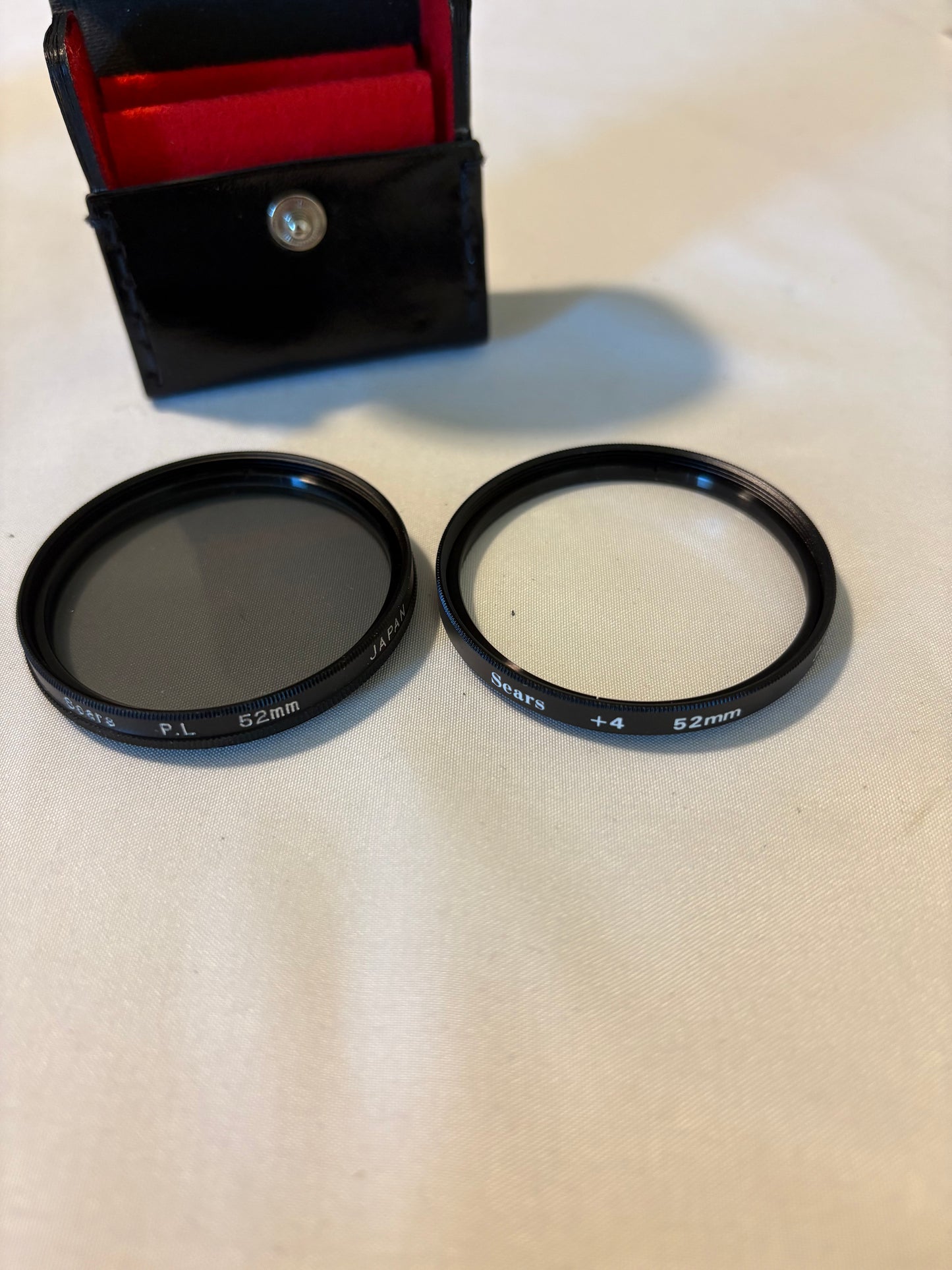 Vintage Sears 52mm Lens Filters +4 Close-Up & Polarizer w/ Case & Sheet Japan