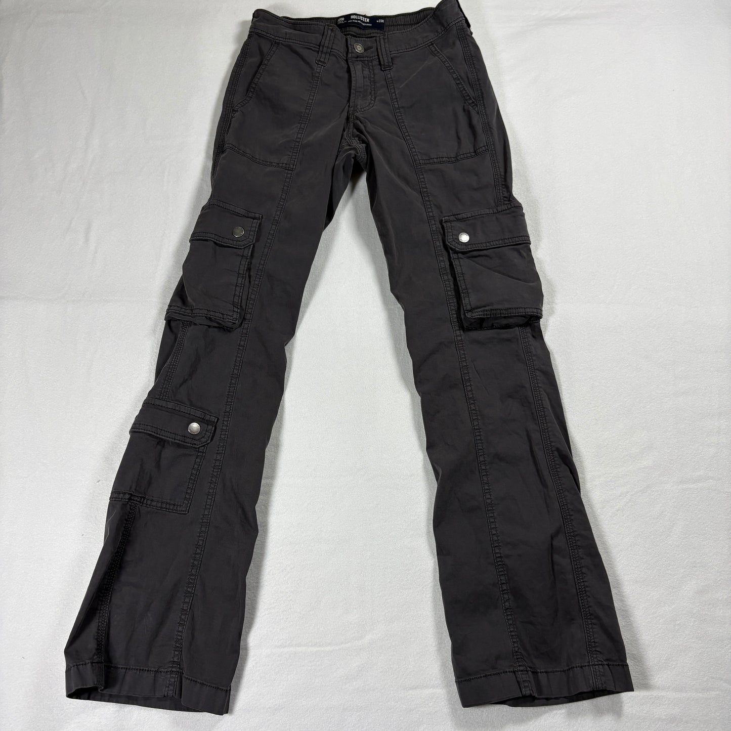 Hollister Cargo Pants Womens 23R Mid Rise Relaxed Boot Black Y2K Grunge Street