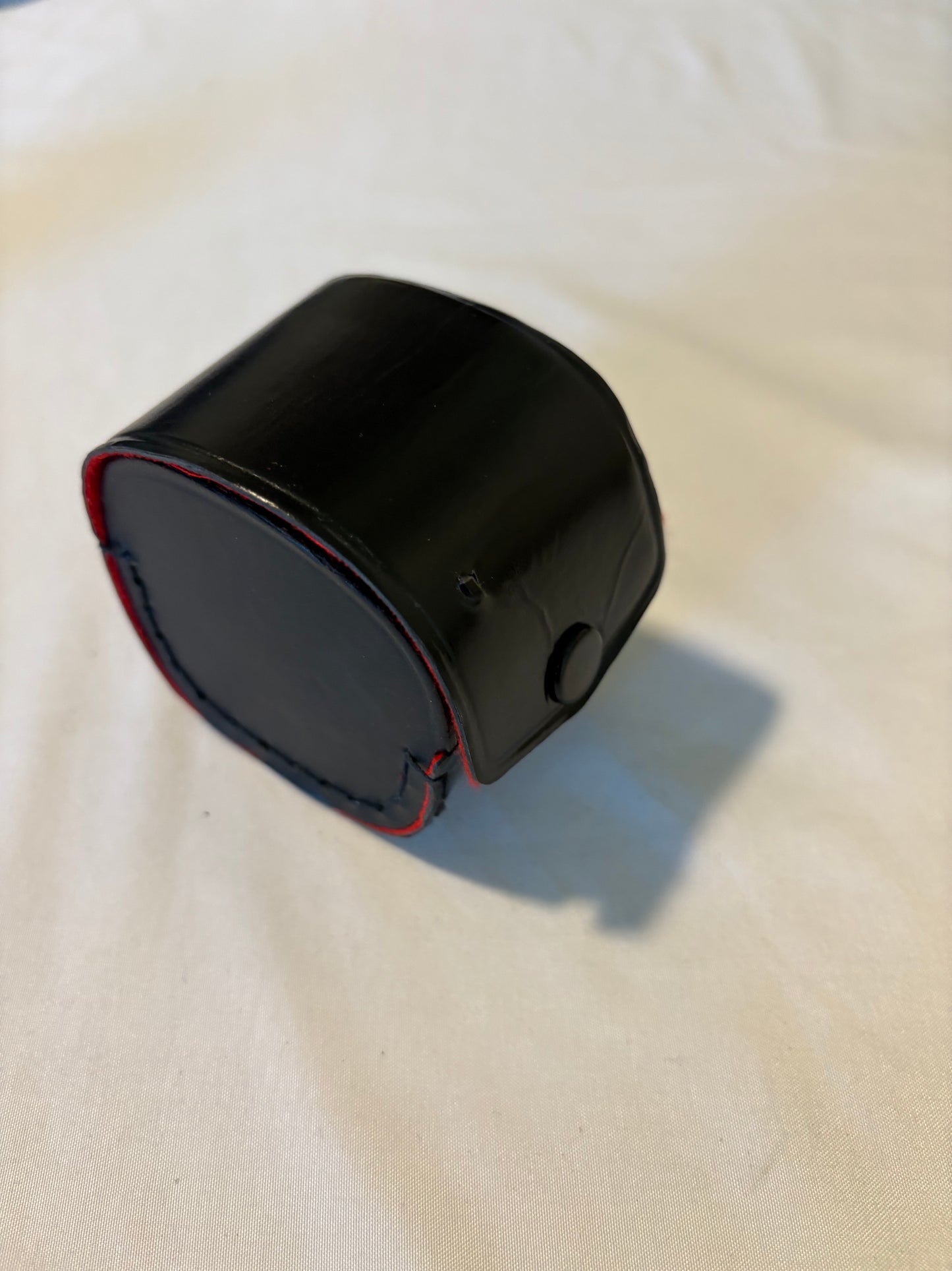 Vintage Camera Lens Cap Case w/ Red Lining + 2 Black Caps – 35mm Film Era