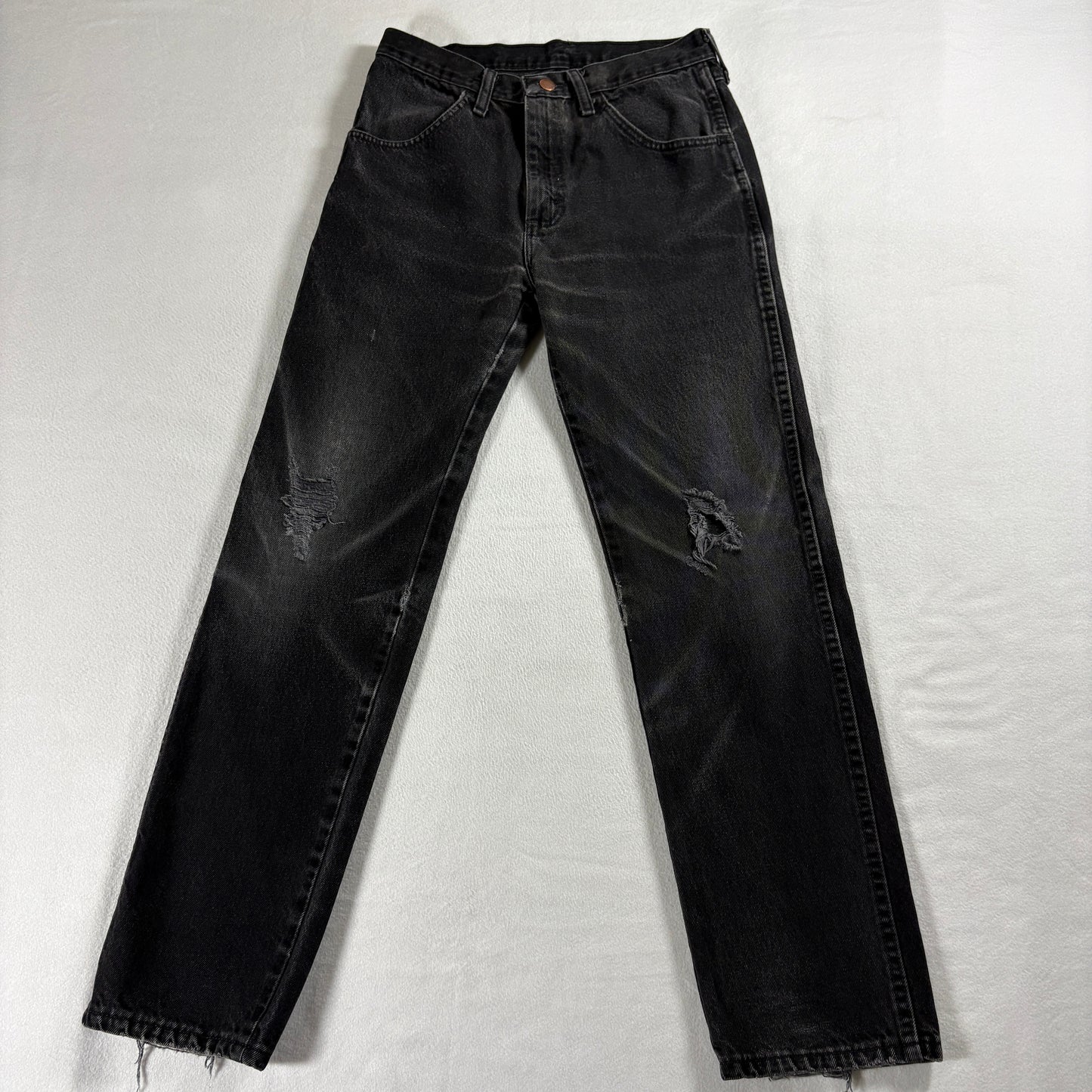Rustler Mens Vintage Black Jeans 29x30 Distressed Grunge Straight Leg Denim USA